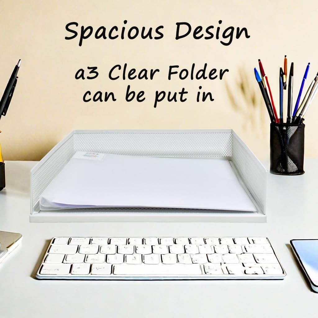 A3 Metal Letter Tray, 2pcs/4pcs/6pcs, Stackable Paper Tray, Metal Mesh Deskto…