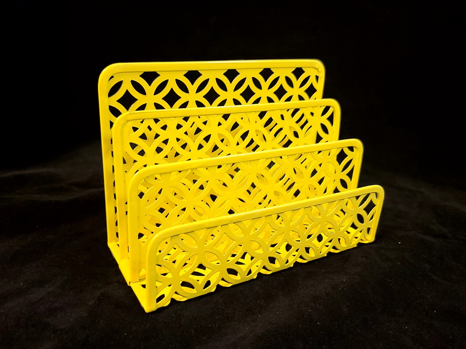 Yellow Desk Organizer Mail Sorter Metal Letter Holder Office