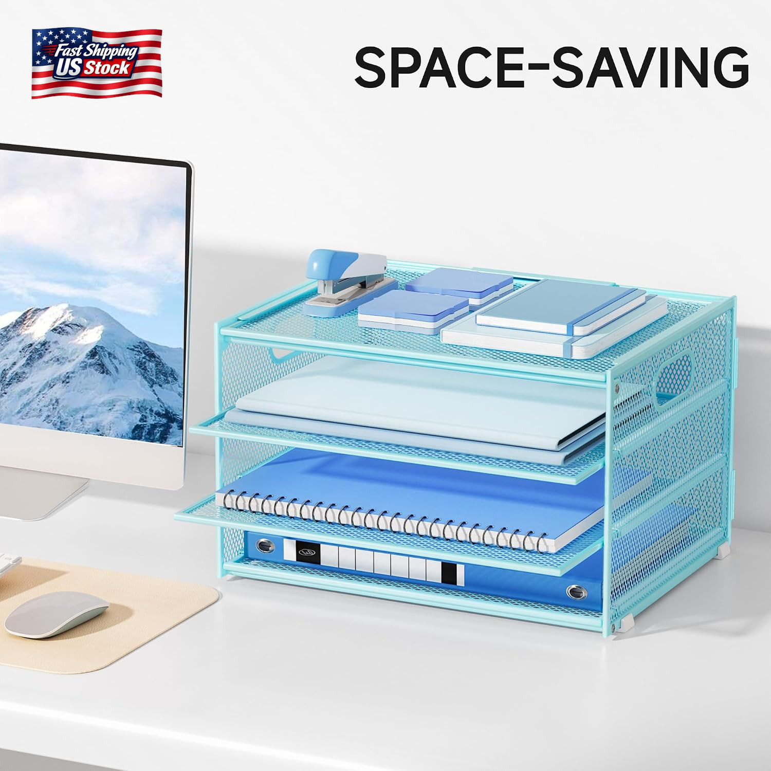 Lavatino 3-Tier Letter Tray Desk Organizer, Mesh Metal Paper File Tray Organizer
