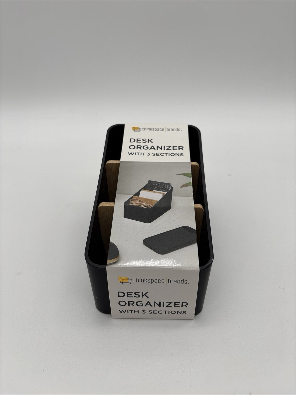 Thinkspace Desk Organizer 3 Compartment Storage Black, NEW 3.75″ x 6.1″ x 4″