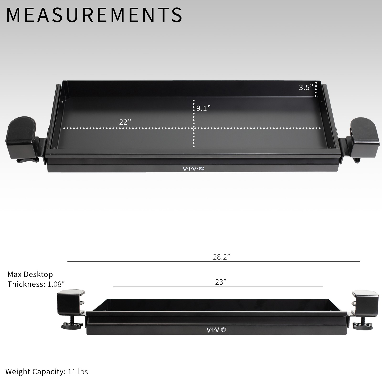 VIVO Black 22″ Shallow Clamp-on Pull Out Storage Drawer Desk Organizer