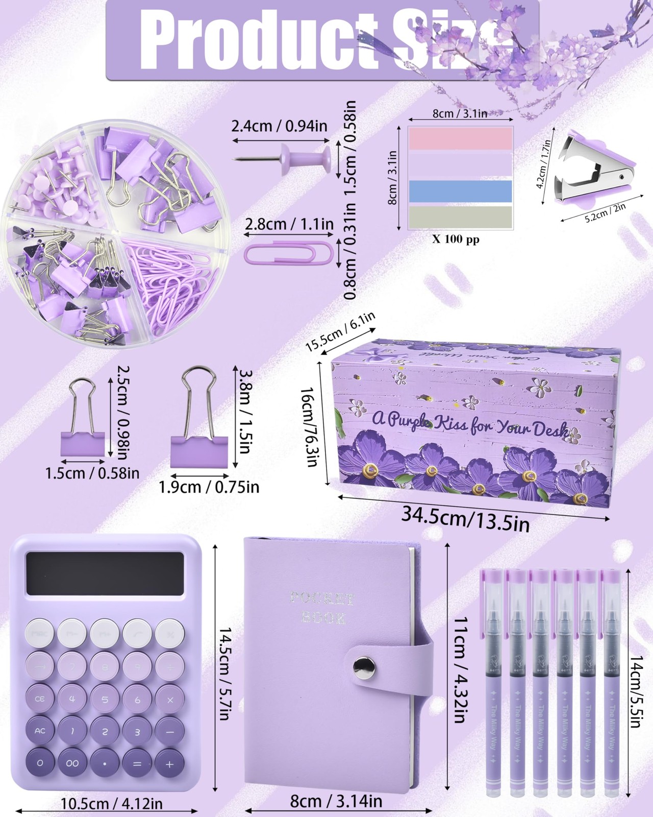 LXEVIHK 21Pcs Purple Desk Organizers and Accessories With Mesh Desk Organizer…