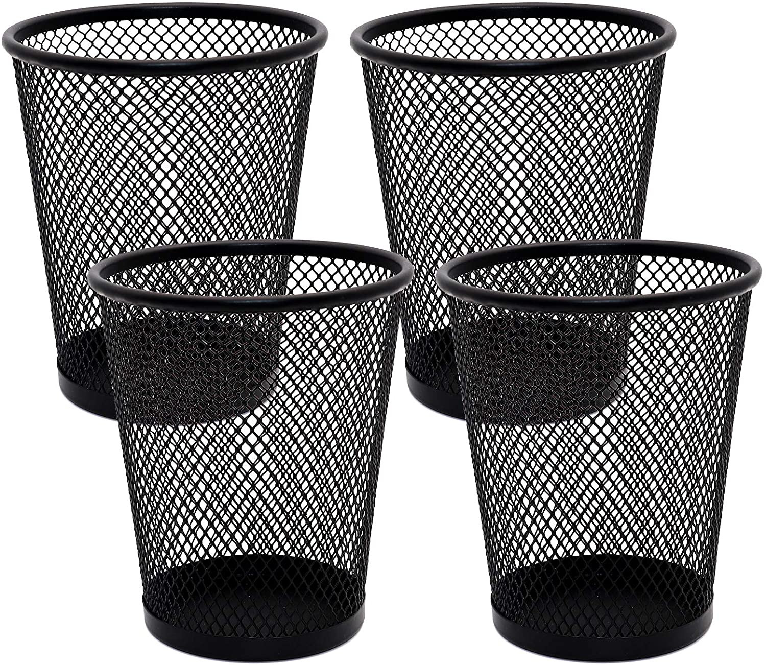 4 Pack Pen Holder Metal Mesh Pencil Holders round Shaped Pen Holders for Desk Of