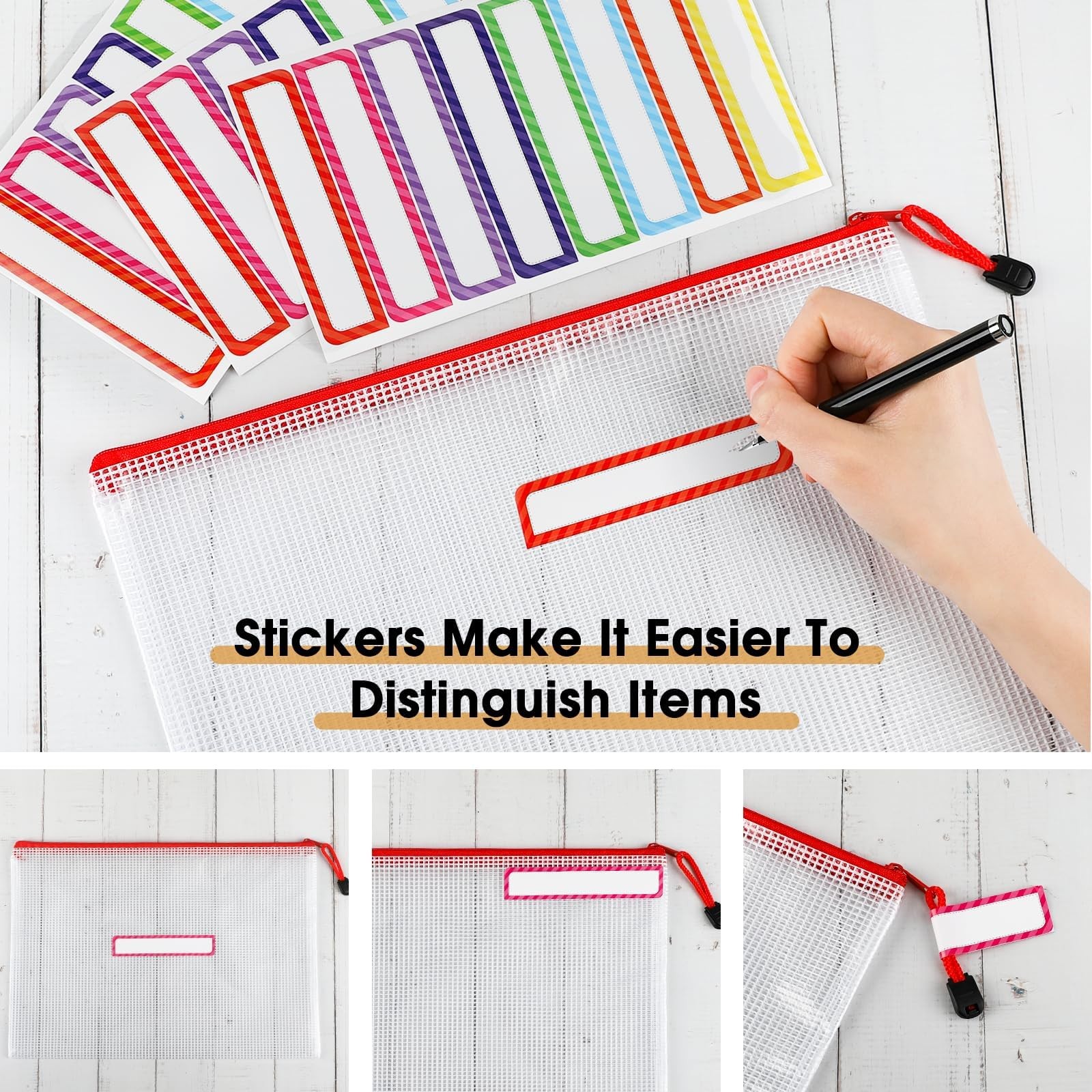 36 PCS A4 A5 A6 Mesh Zipper Pouch Bags 12 Colors Storage Office Supplies