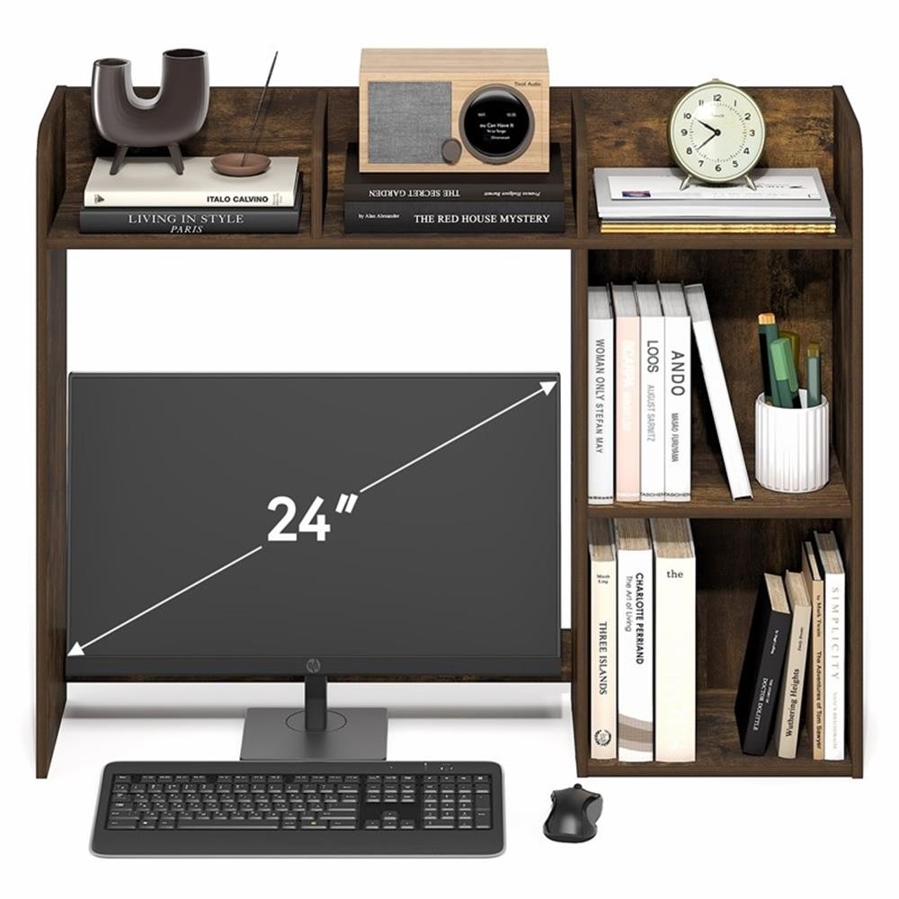 Pemberly Row 5 Shelf Desktop Hutch Organizer for Home Office in Amber Pine