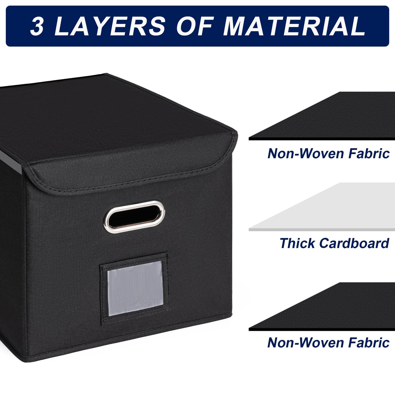 CADONO File Organizer Box with Lid, Large Hanging Folder 1Pack, Black
