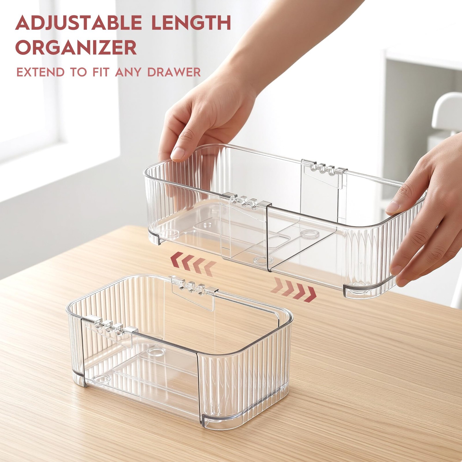 Generic Expandable Drawer Organizer Set Clear Adjustable Drawer Dividers