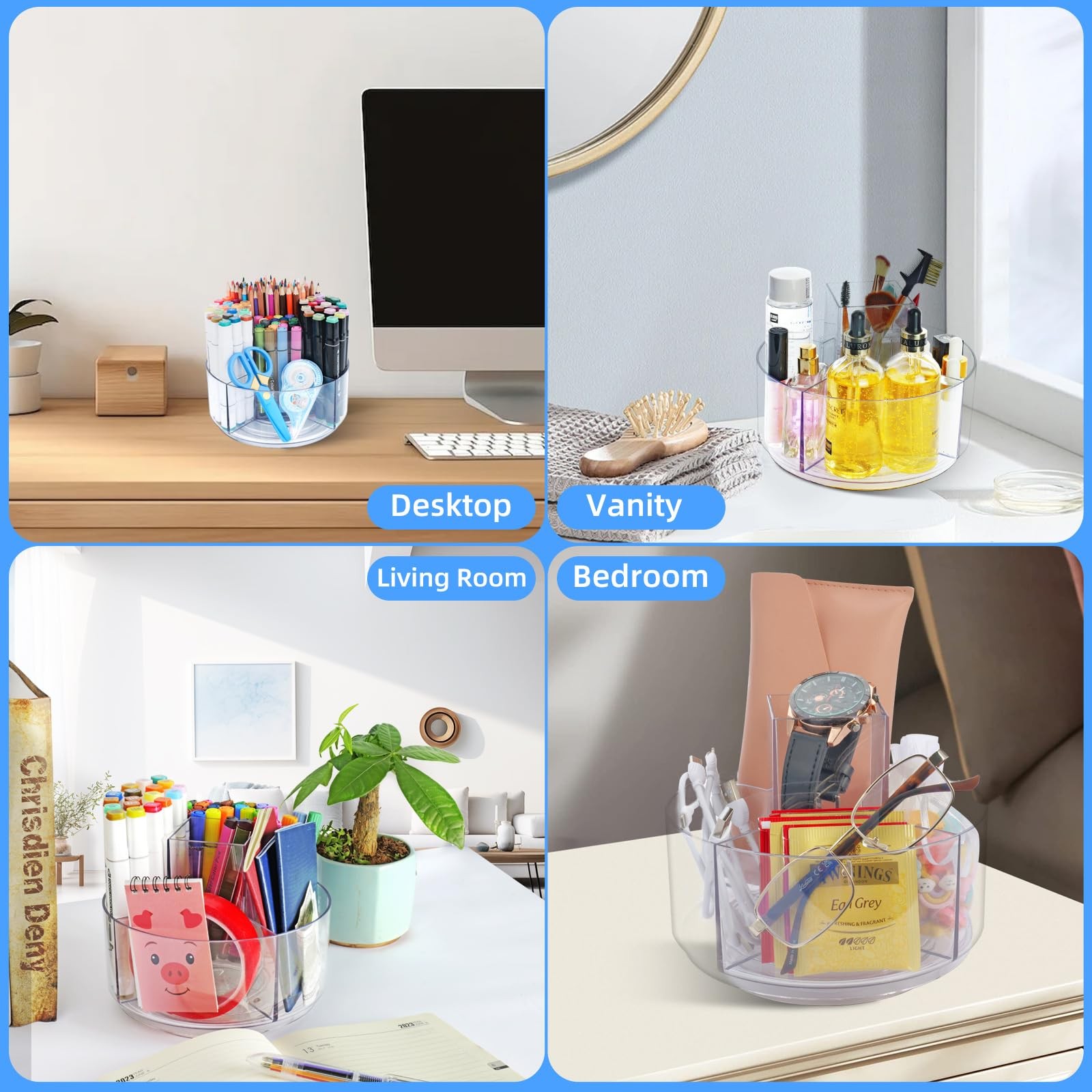 5 Slots Acrylic Pen Marker Crayon Organizer for Home Office School Art Supplies
