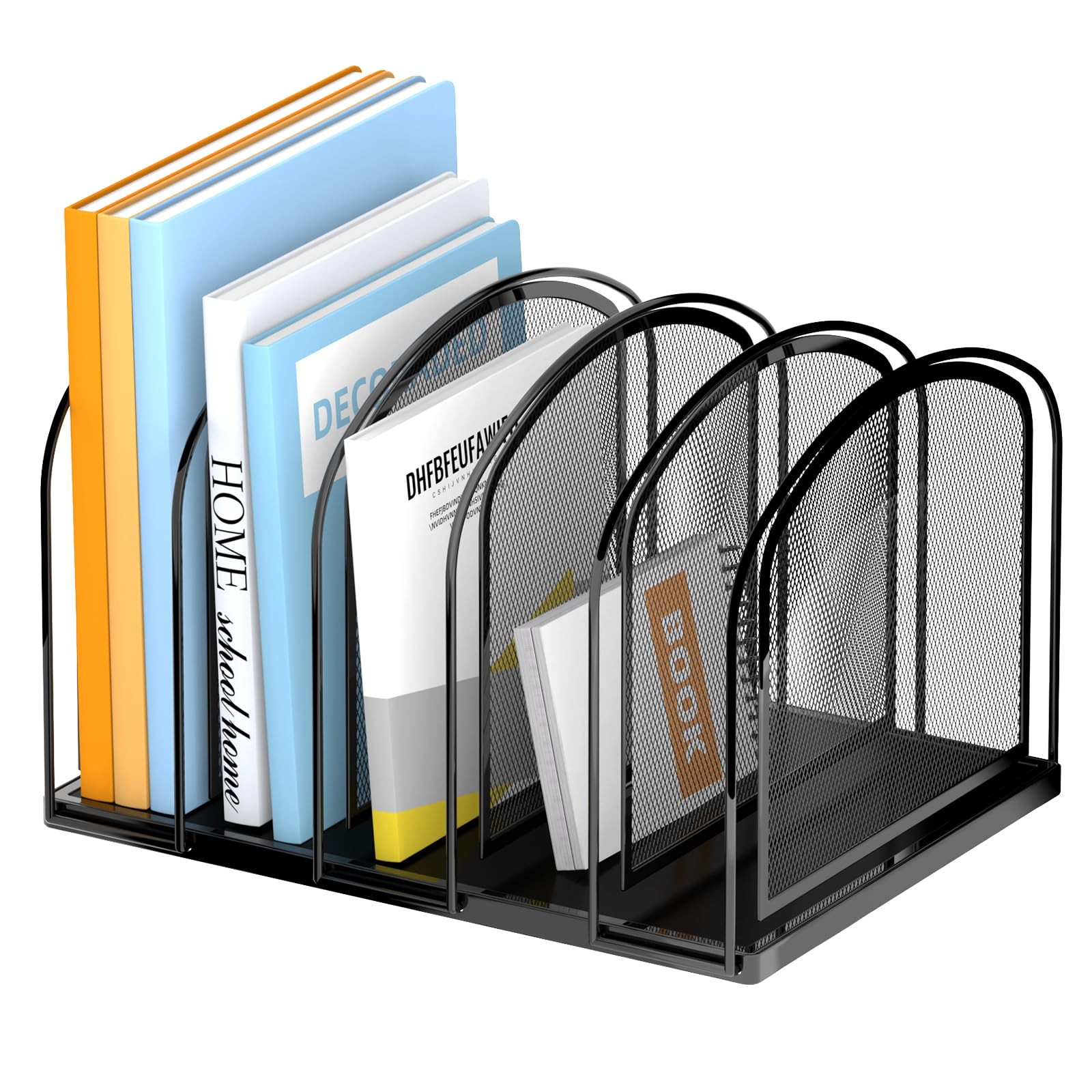 SUPEASY 5-Section File Organizer for Desk, Mesh Desk 5 Section, Black