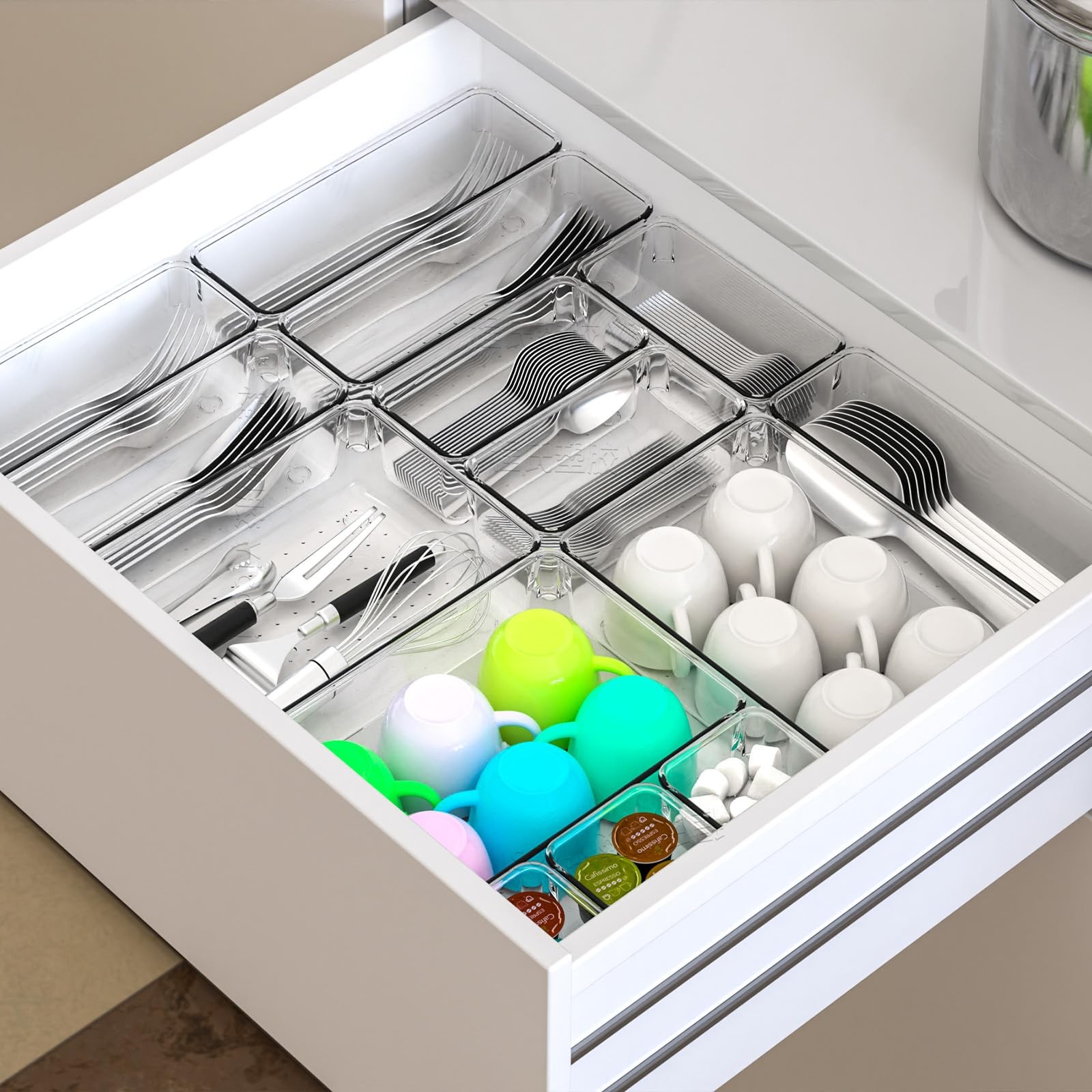 25 Pc Clear Plastic Drawer Organizer Set,4 Sizes In Drawer Organizer Trays fo…