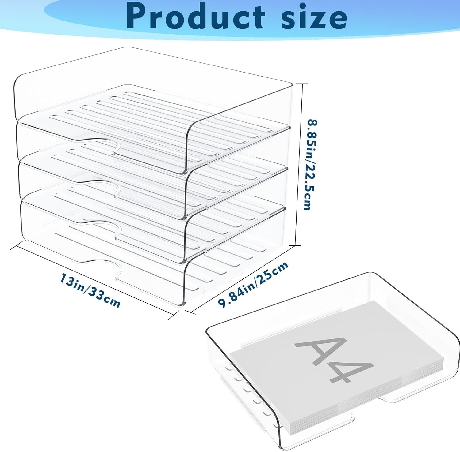 Versatile Clear Acrylic Letter Tray Set – Stylish Paper Organizer, 4 Count