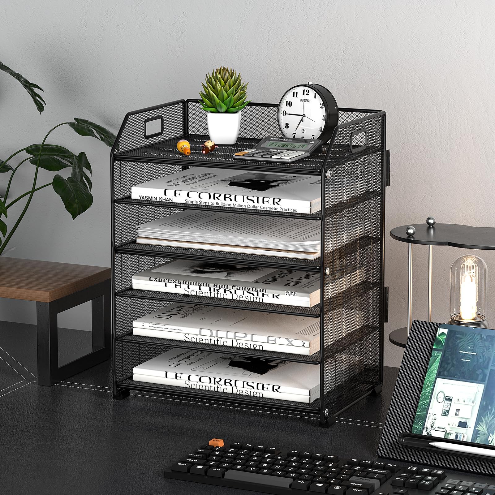 Handimp 6 Trays Paper Organizer Letter 12.6 x 9 x 15.7 inches, 6-tier Black