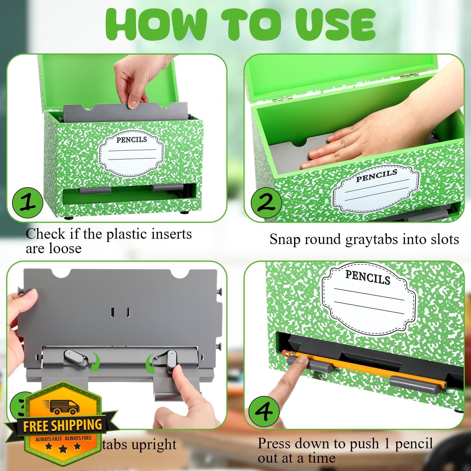 Yalikop Green Wooden Pencil Dispenser 1 Pc