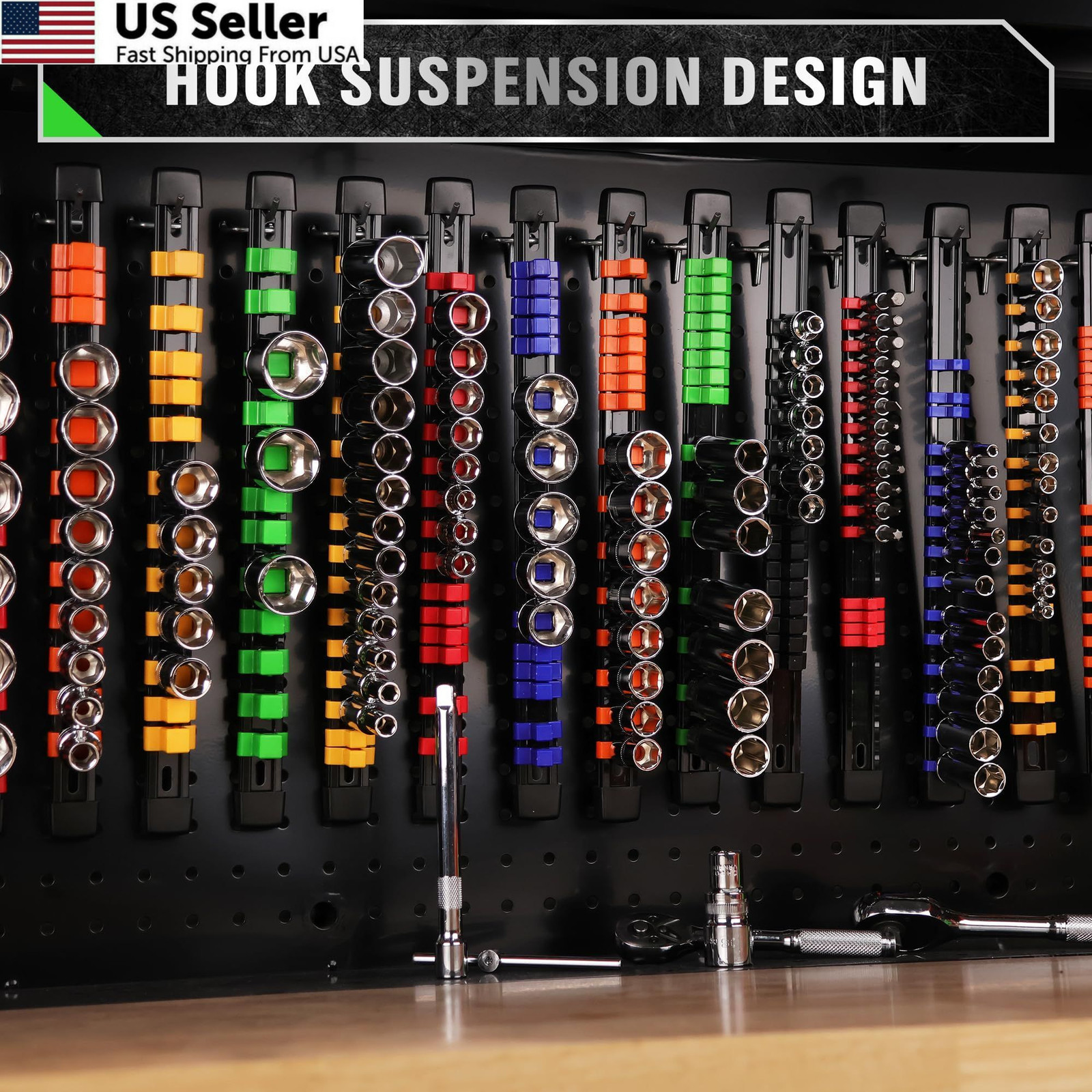 SWANLAKE Socket Organizer Set 18-Piece, 1/4-Inch x 96 Clips, 18 PCS, Mixed