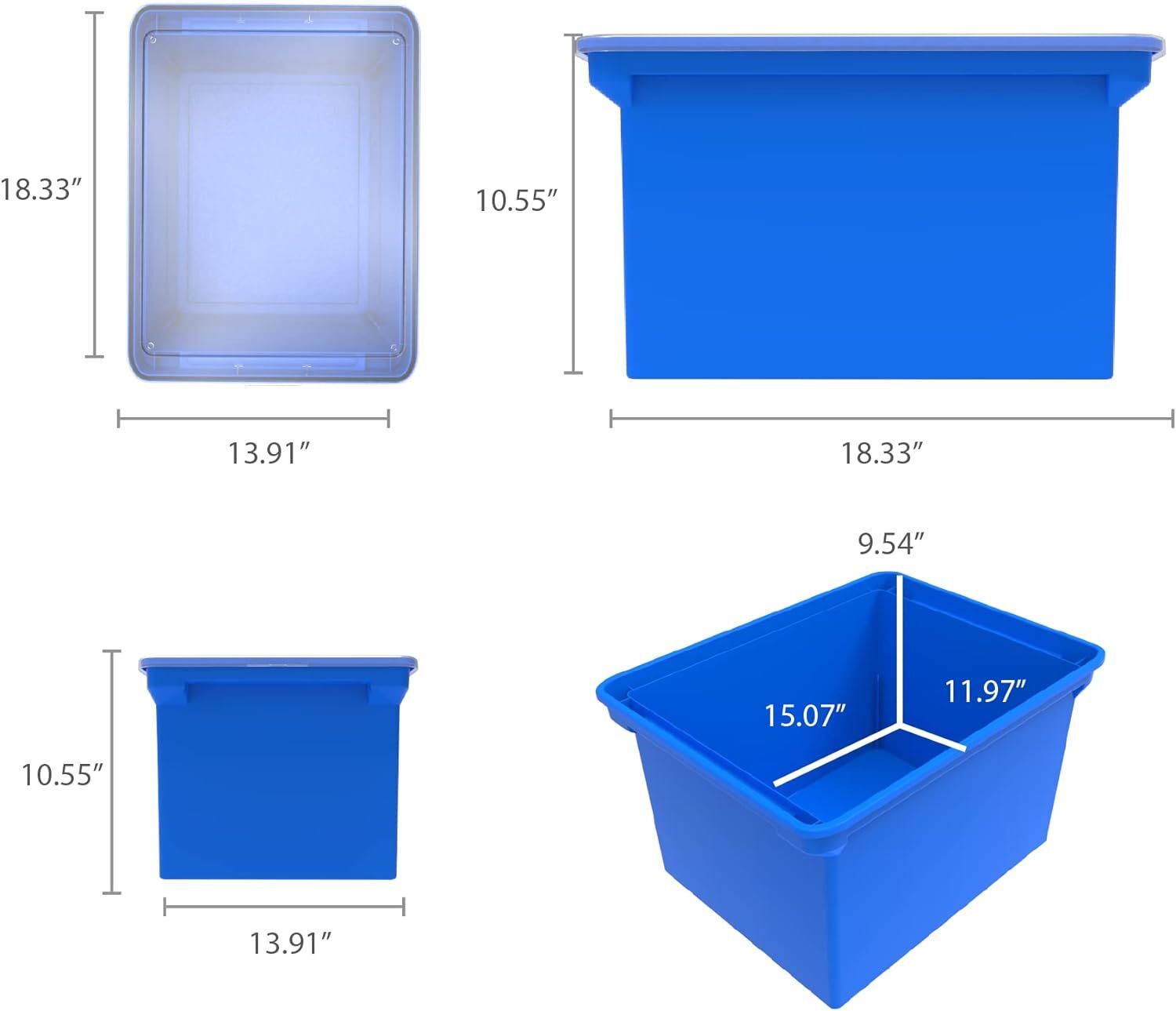 Storex Portable File Tote, 18.5 x 14.25 x 10.88 Inches, Blue/Clear