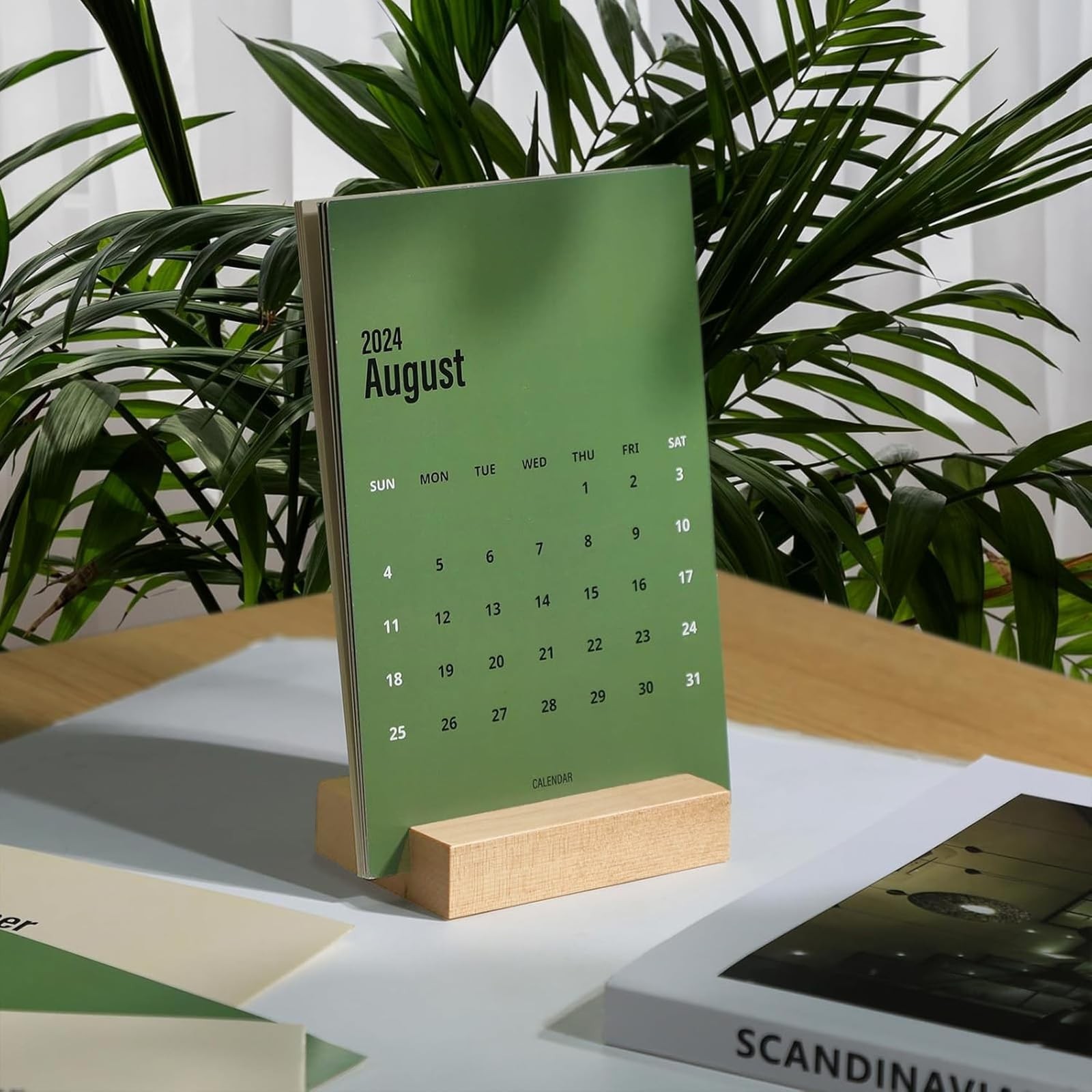 2 PCS 3.5″ Birch Wood Stand Block Base Cardstock Holder Desk Calendar