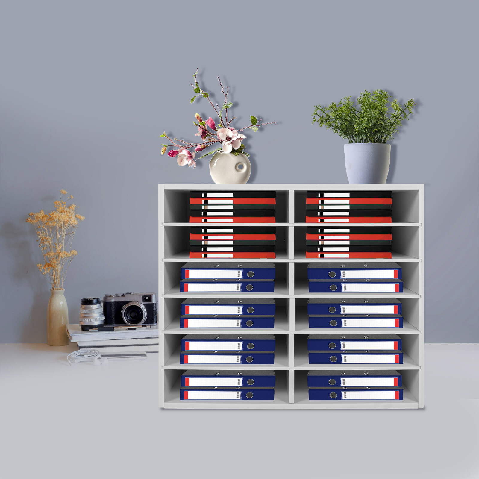 12-Compartment Literature Organizer – Durable File Sorter with Modern Design