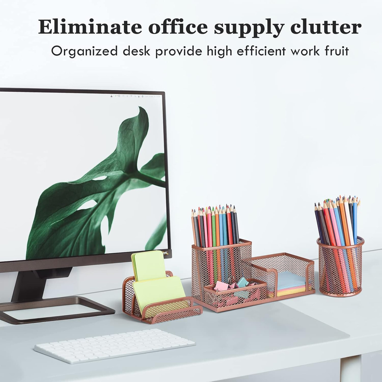 Desk Organizer Set Mesh Pen Holder Mail Letter Organizer Storage Baskets Office