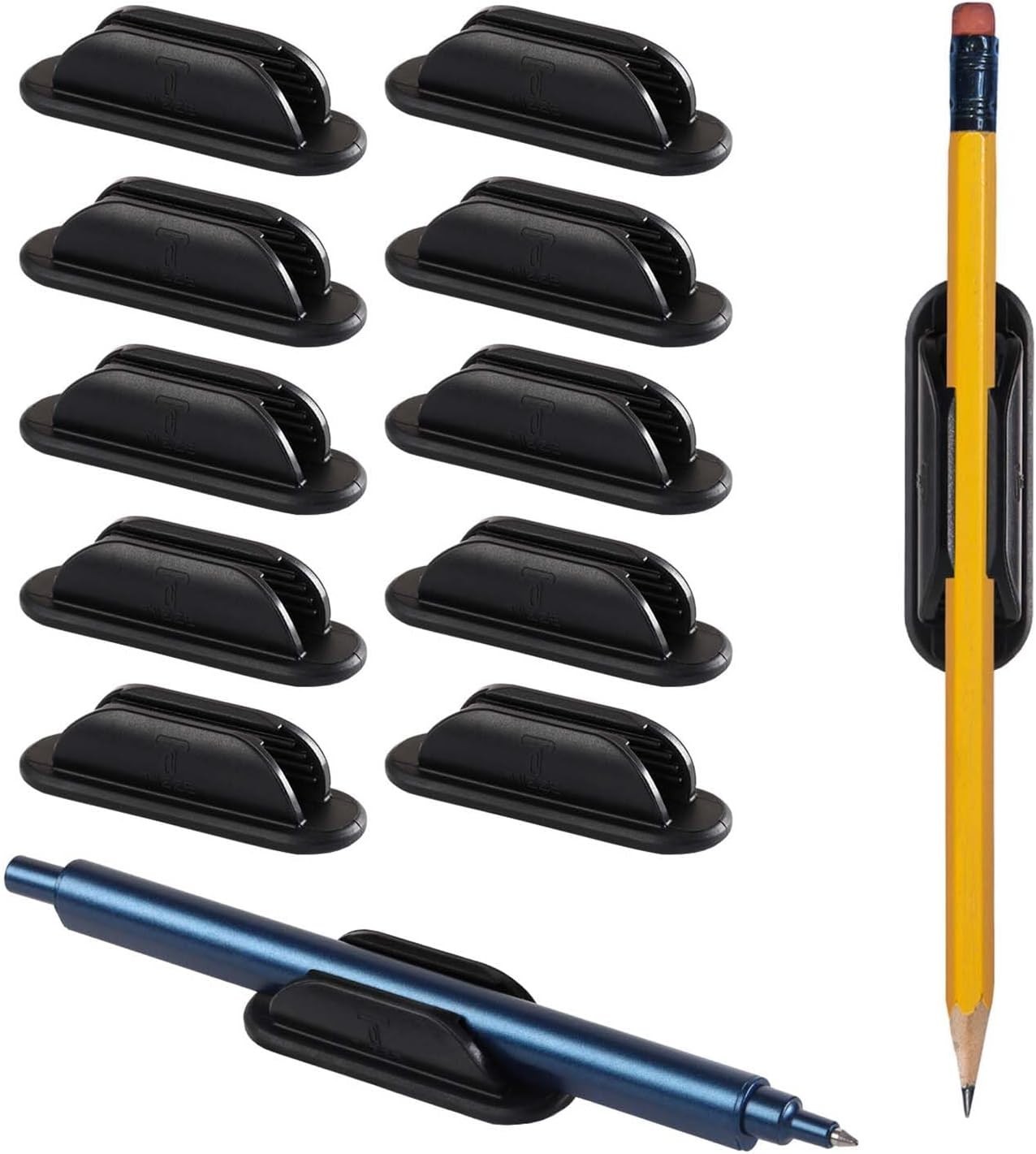 10 Pack Adhesive Silicone Pencil Holder for Student Desk, Wall & Monitor – Fl…
