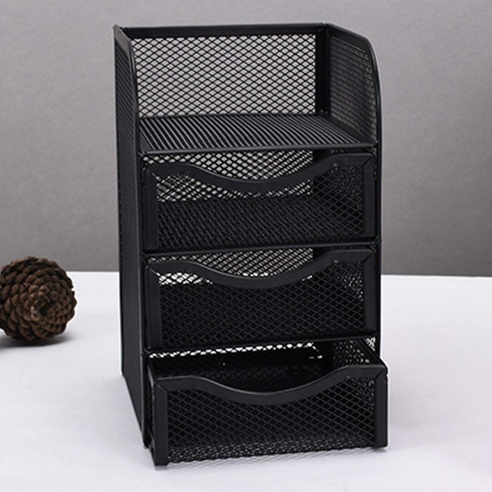 LJCM Desk Organizer, 3 Drawers Office Multifunctional Black