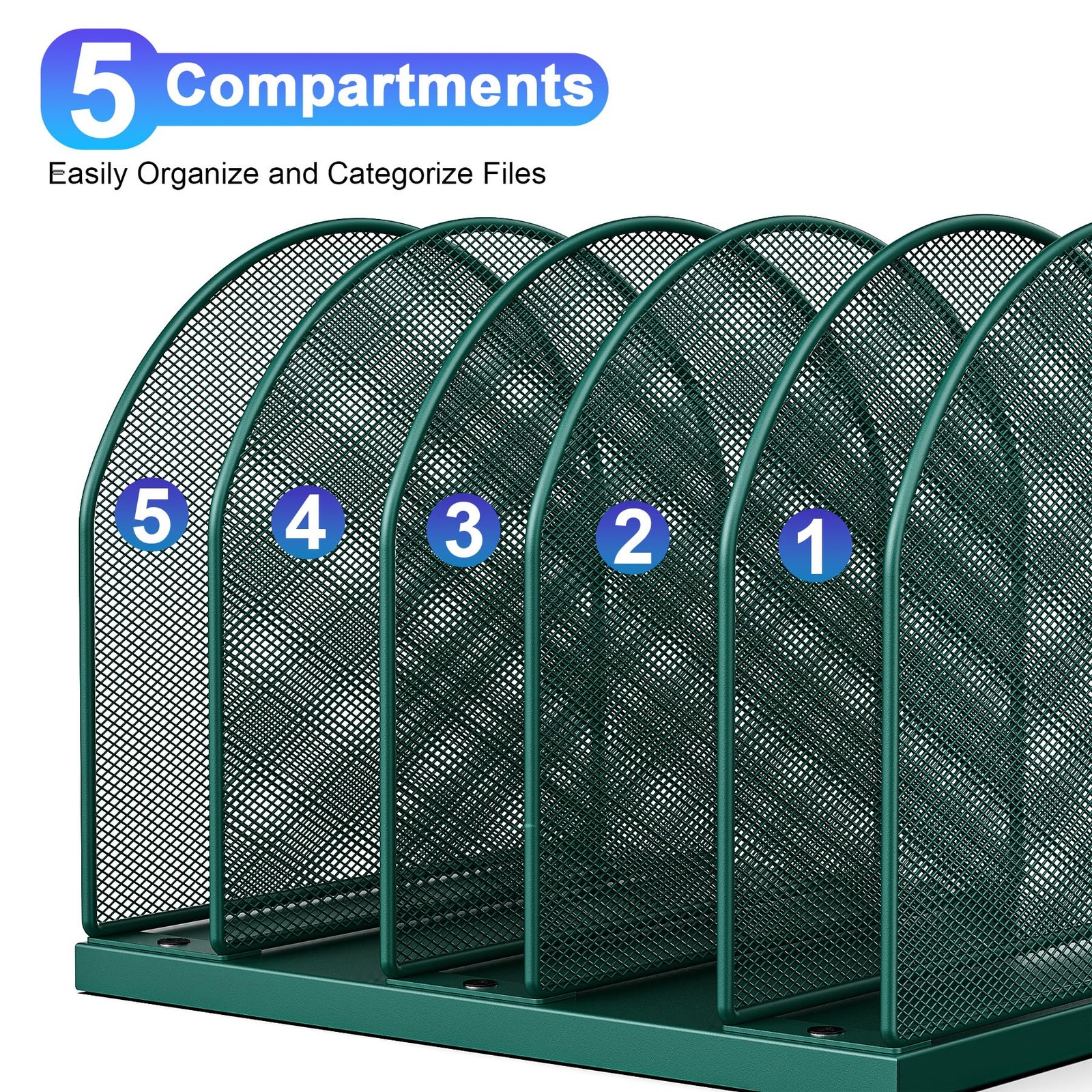 gianotter Desktop File Organizer, Desk Organizer with 5 Upright Style, Green