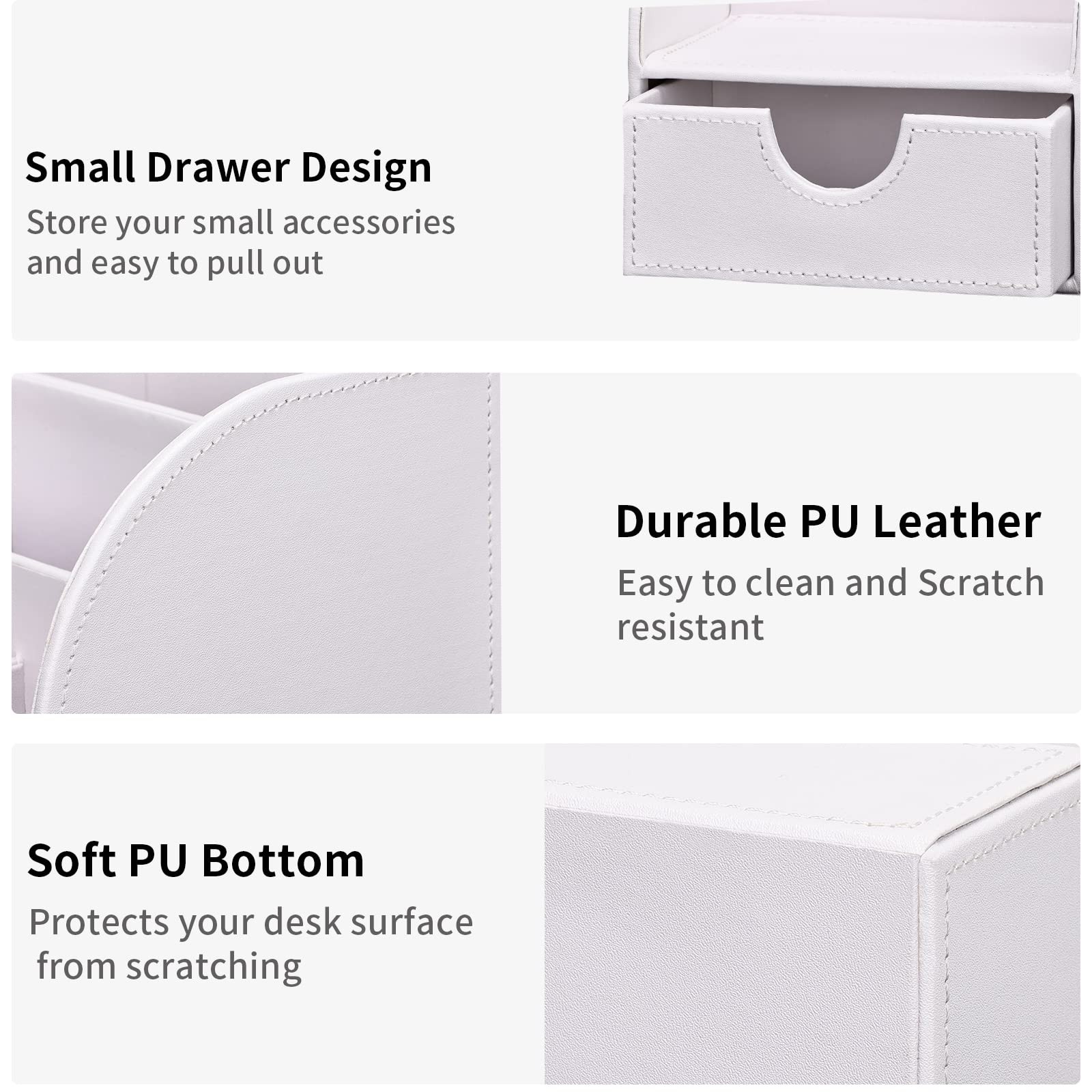 Pu Leather Desk Organizer Pen Pencil Holder Office Supplies Caddy Storage Box…