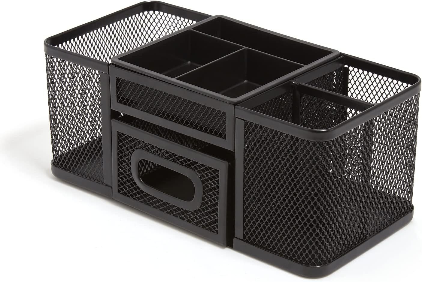 New TRU RED 7-Compartment Wire Mesh Accessory Holder, Matte Black (TR57541)