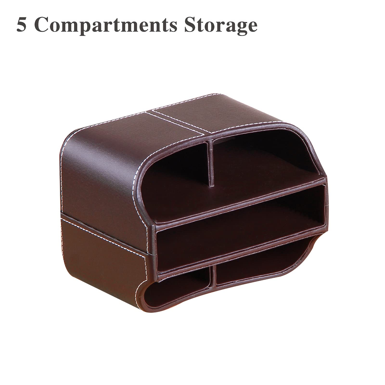 Leather Remote Control Holder 360 Degree Spinning Desk TV Caddy Organizer