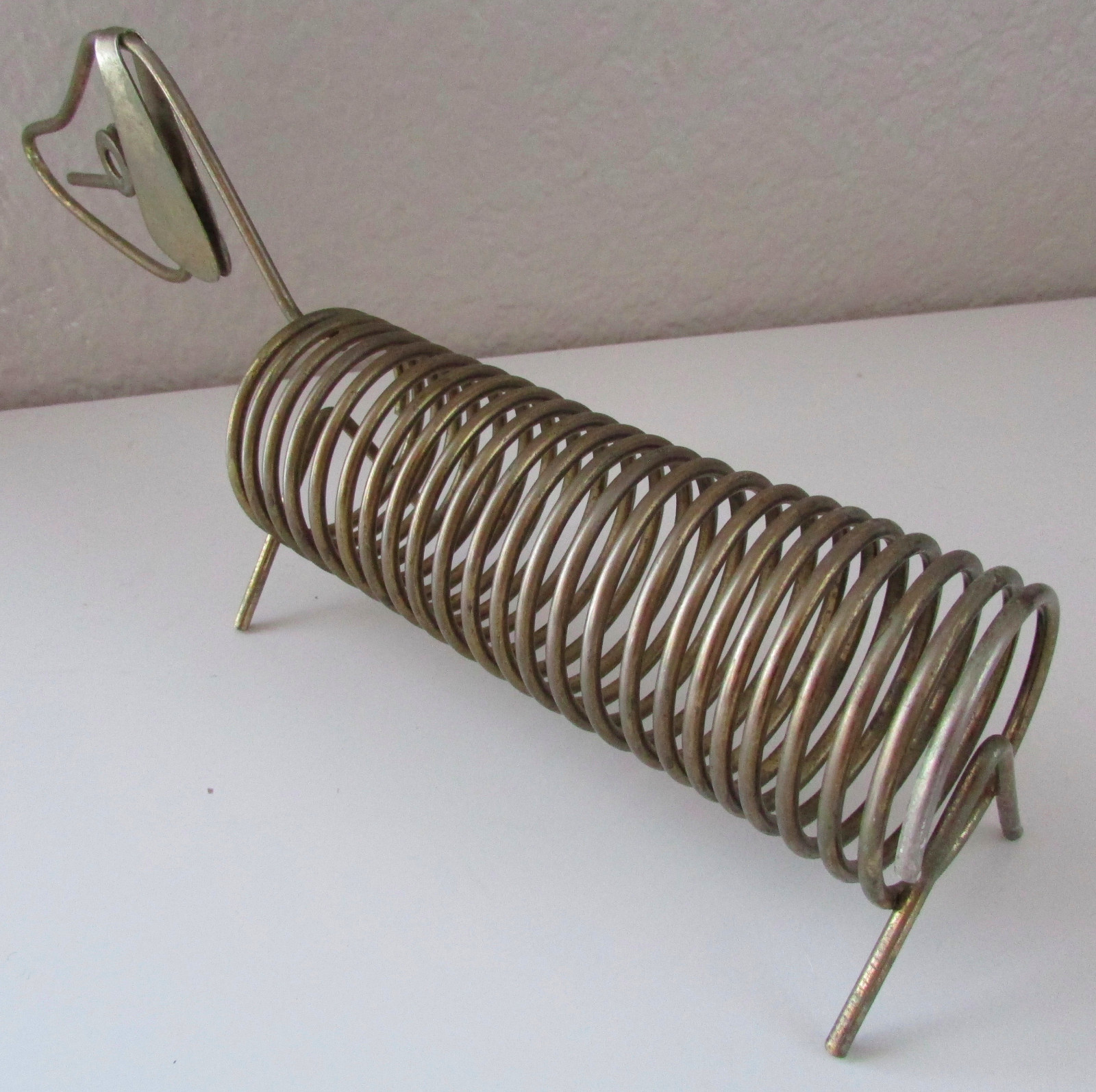 Vintage Brass Spiral Dog Mail Letter Envelope Rack Sorter Holder 9″ Long