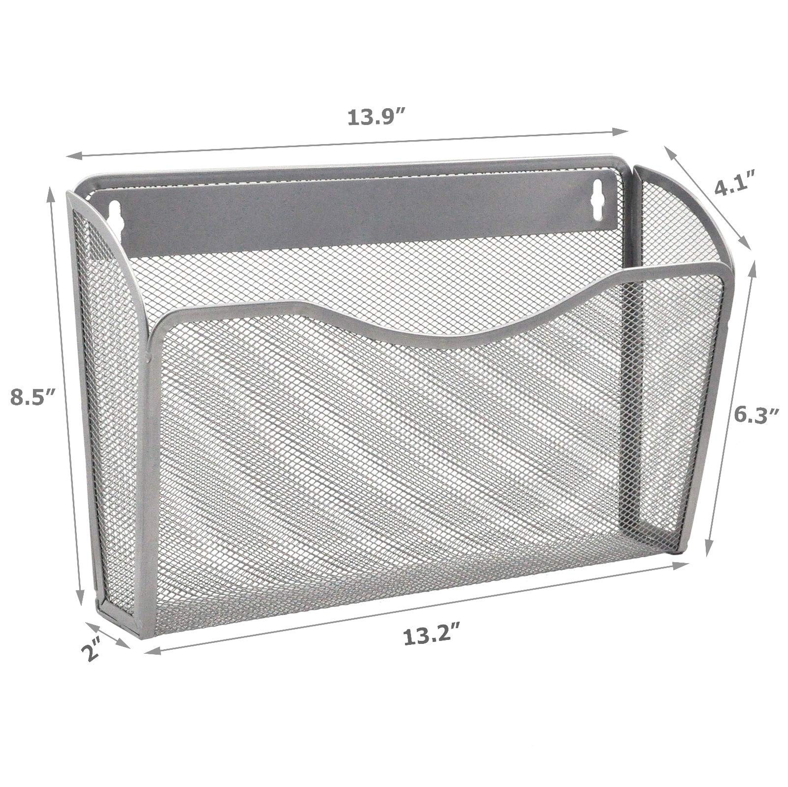 EASEPRES Mesh 3 Pockets Hanging Vertical Wall File Organizer Holder Rack, Sil…