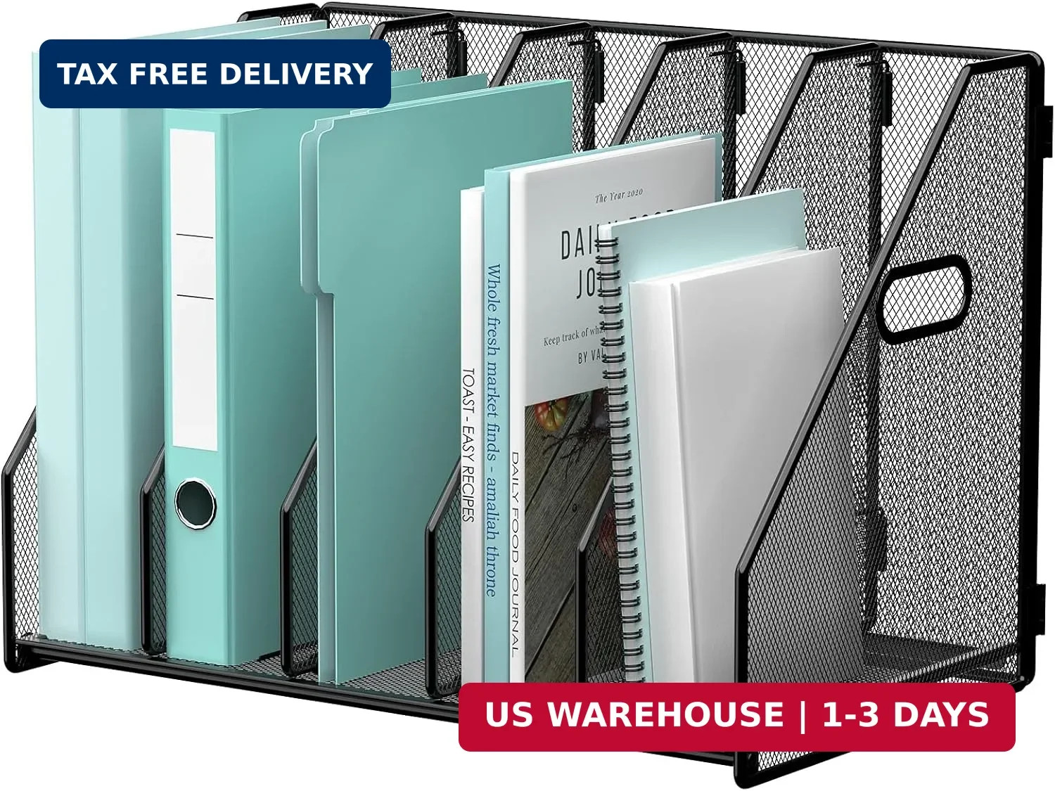Gawerk Desktop File Magazine Folder Holder 5 Vertical Compartments, Desk Organiz