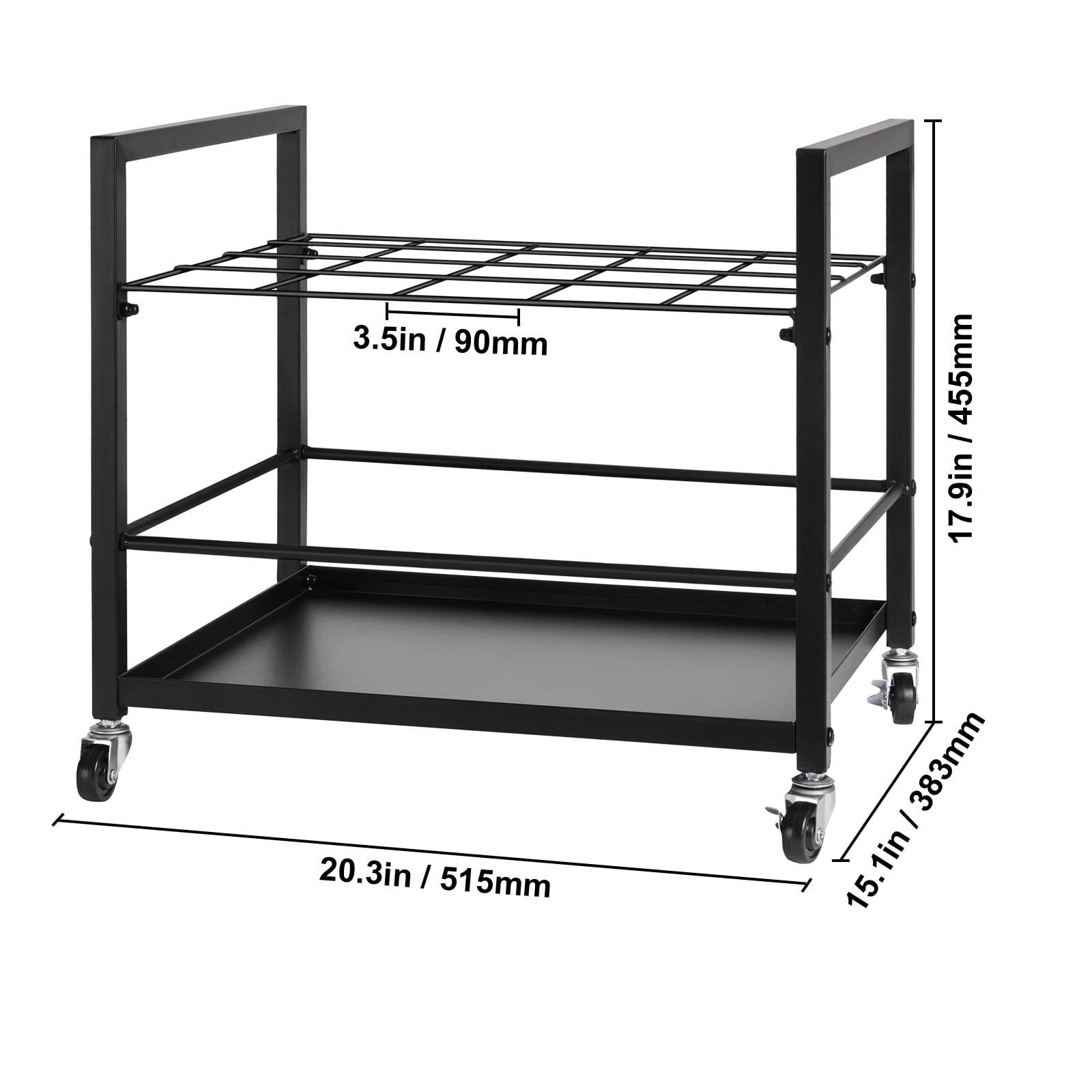 Mobile Blueprint Organizer, 20-Slot Metal Storage Cart with Casters