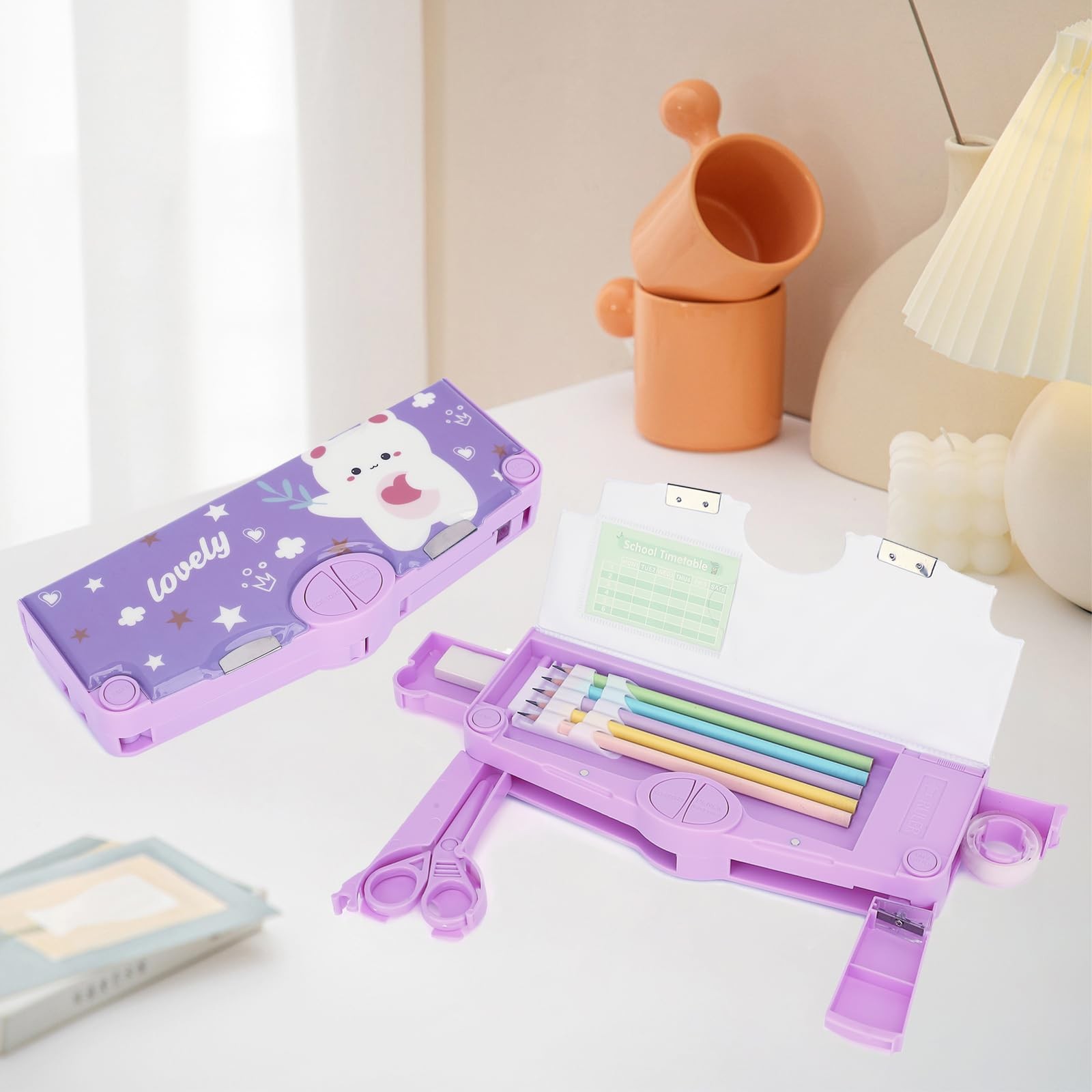 Multifunction Pencil Case for Kids Boys Girls, Cute Cartoon Pop Up Pencil Box…