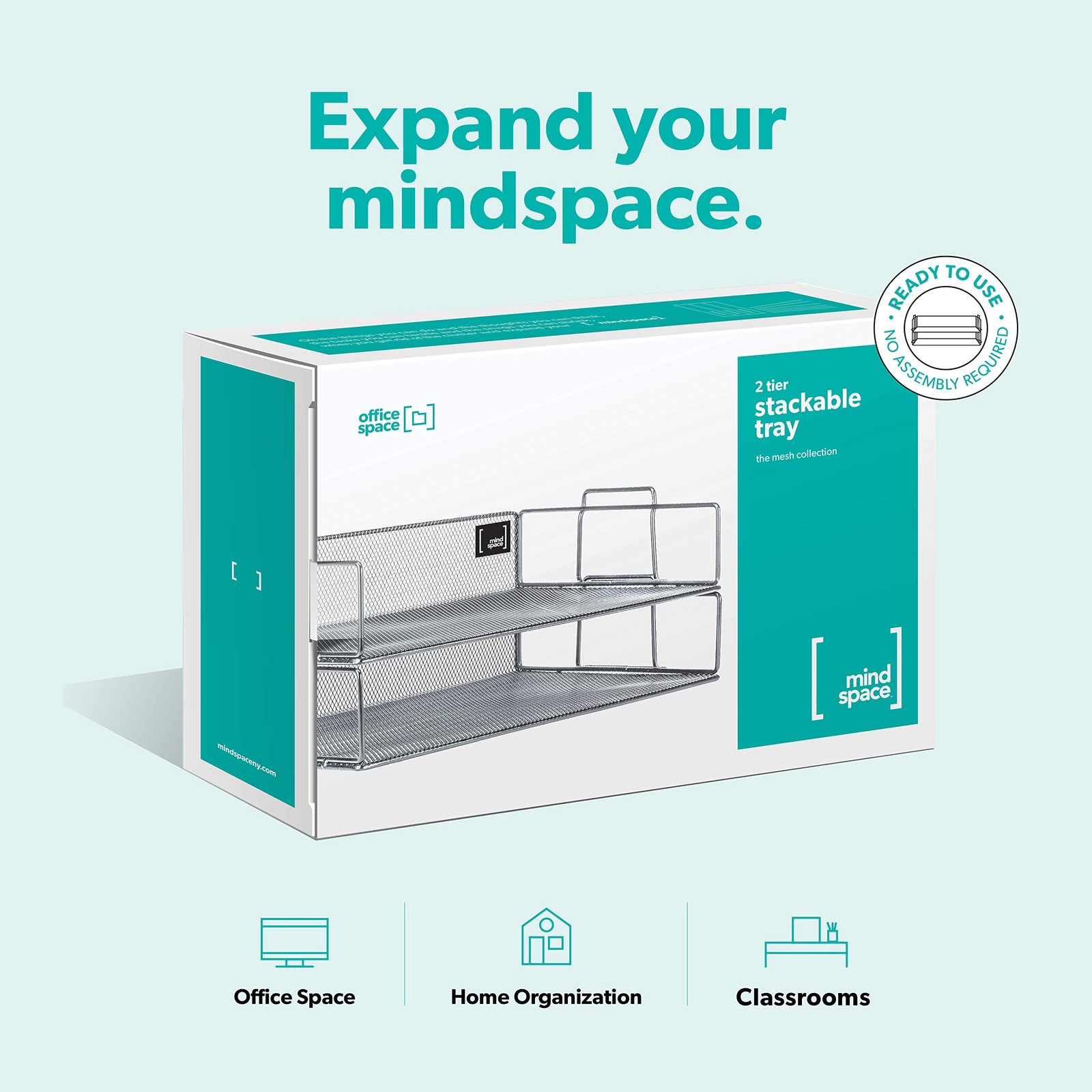 Mindspace 2 Tier Stackable Letter Tray | Paper Desk Organizer | Silver