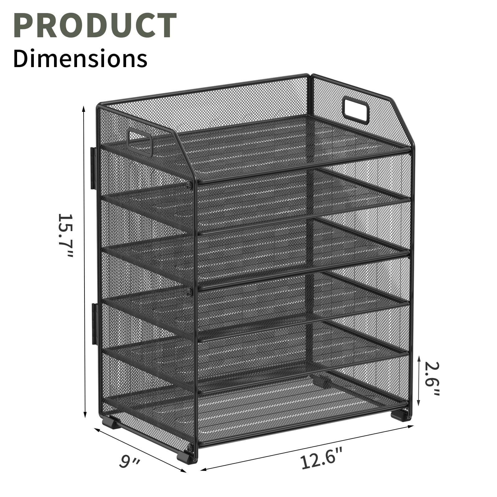 Handimp 6 Trays Paper Organizer Letter 12.6 x 9 x 15.7 inches, 6-tier Black