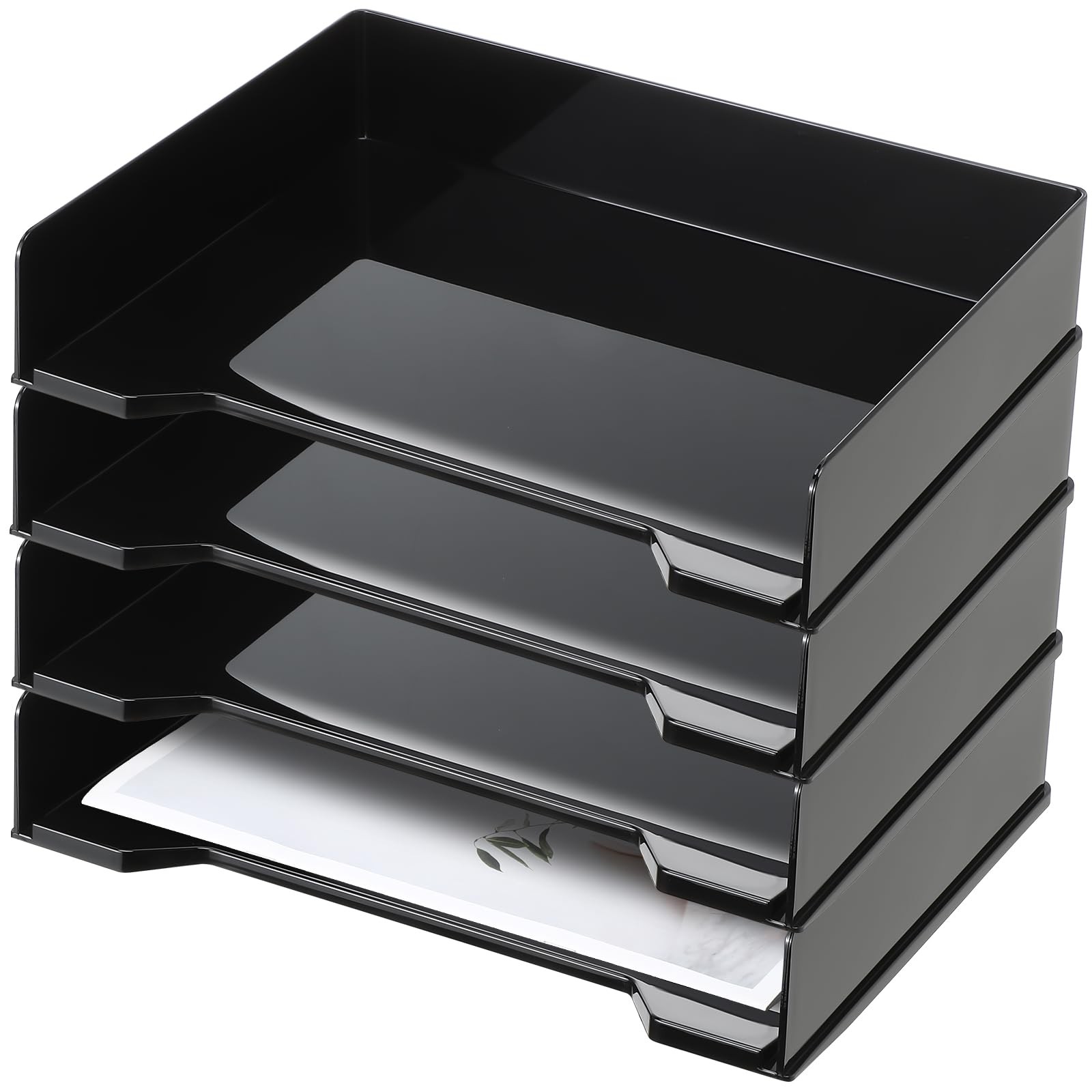 4 Pcs Stackable Letter Tray Rectangular Plastic Desk Organizer 13 x 9.5 x 2.6…