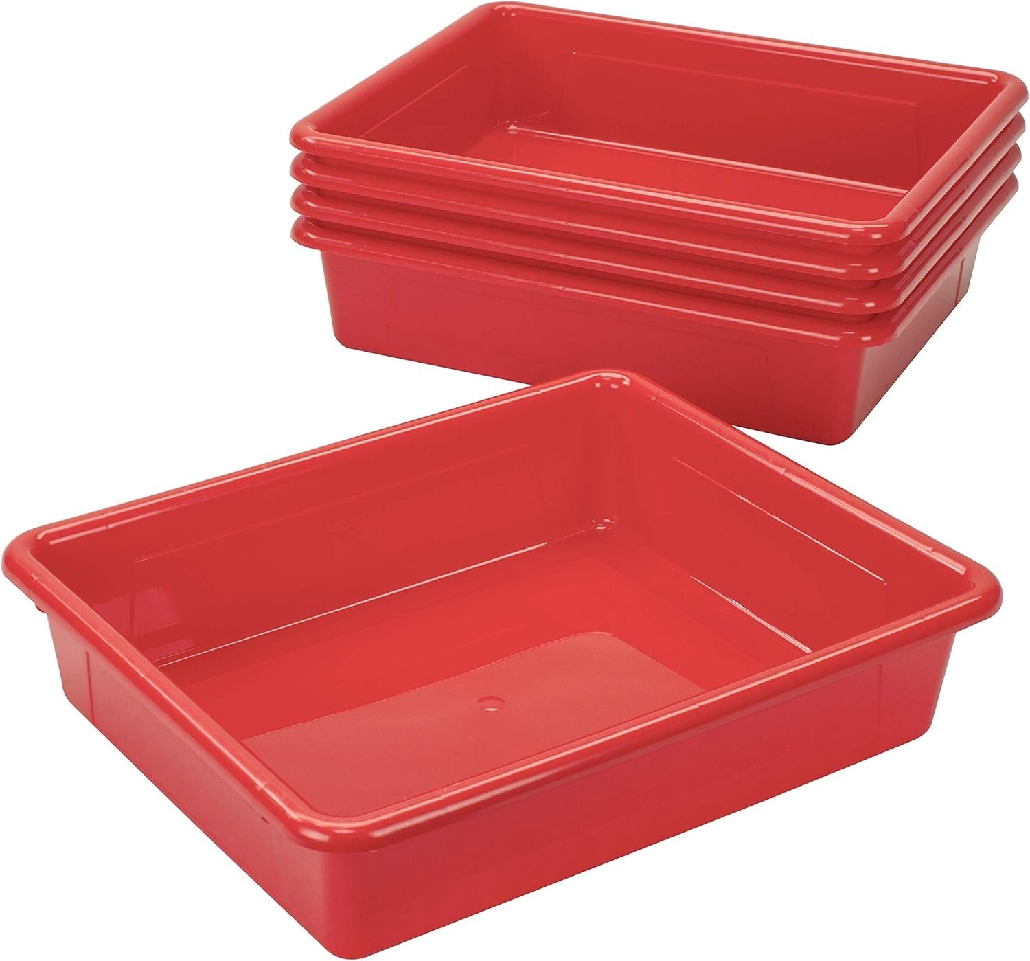 Letter Size Flat Storage Tray – Organizer Bin Classroom Office & Home Red