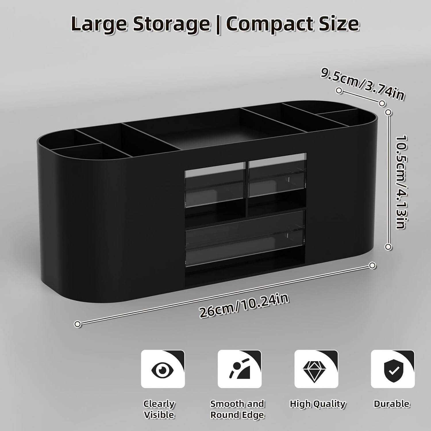 Desk Organizer Pen Holder with 3 Drawers, Multi-Functional Pencil Holder,Desk Or