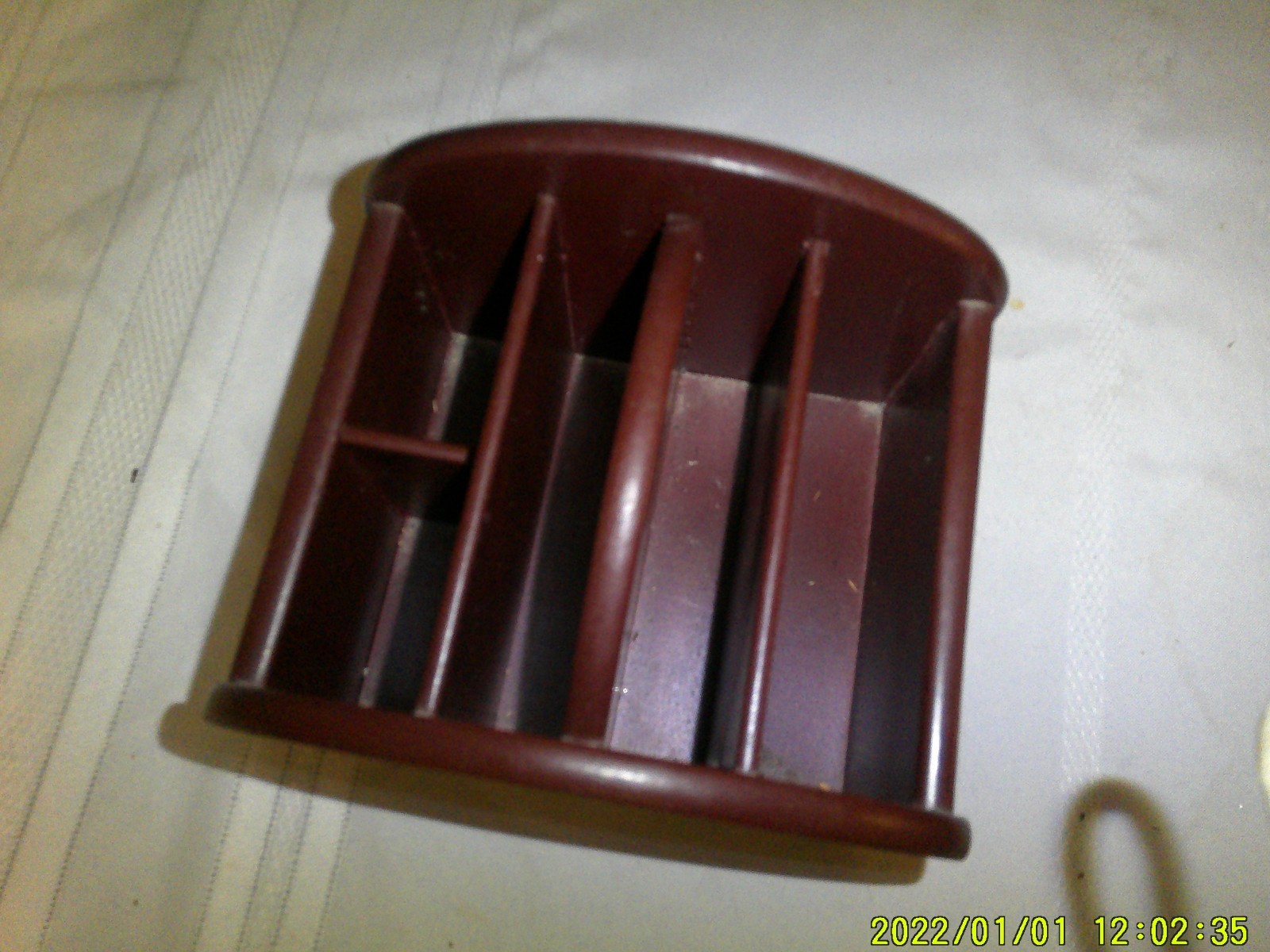 DESK TOP WOODEN DARK FINISH ROTARY OFFICE ORGANIZER HOLDER