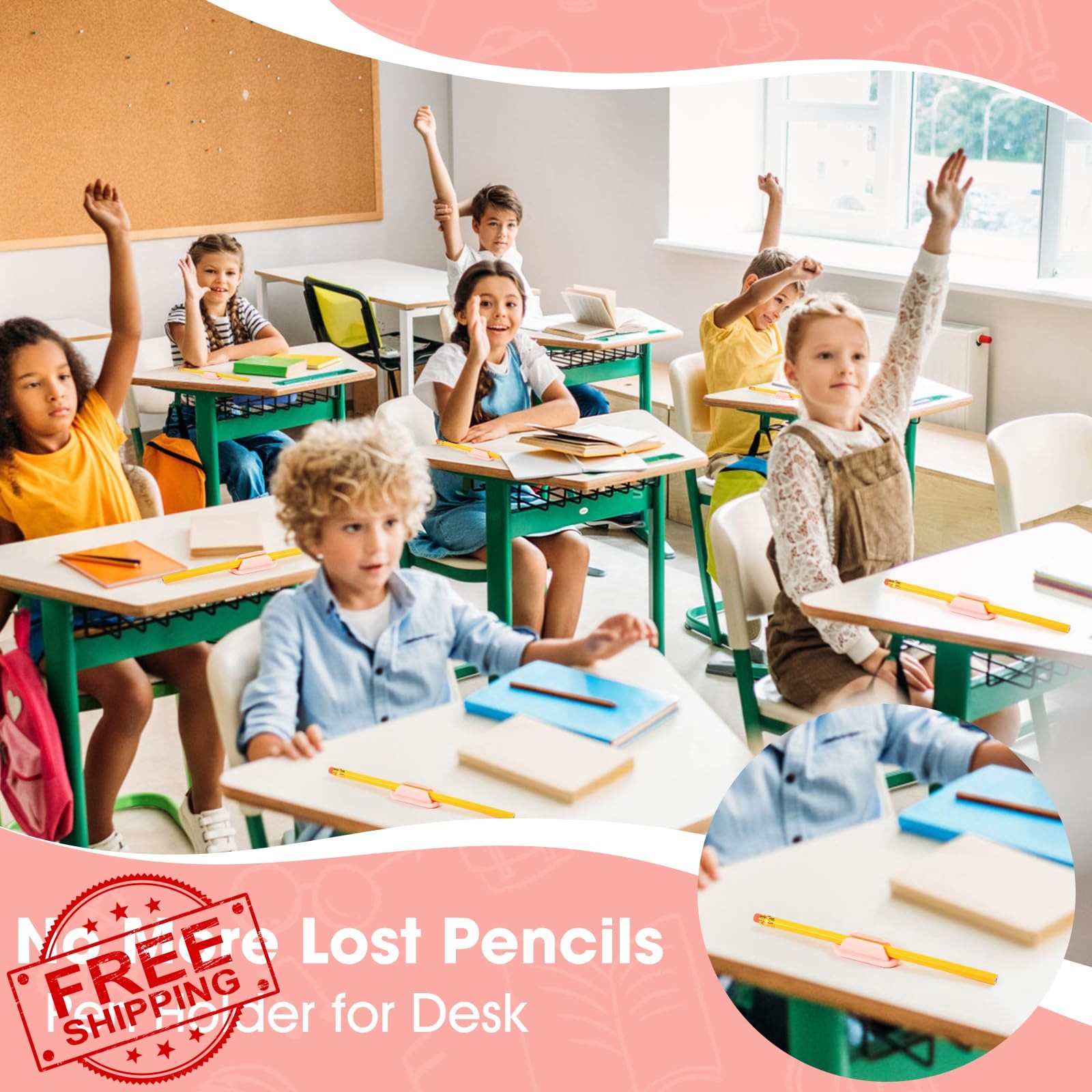 VZZNN Adhesive Pencil Holders Pink