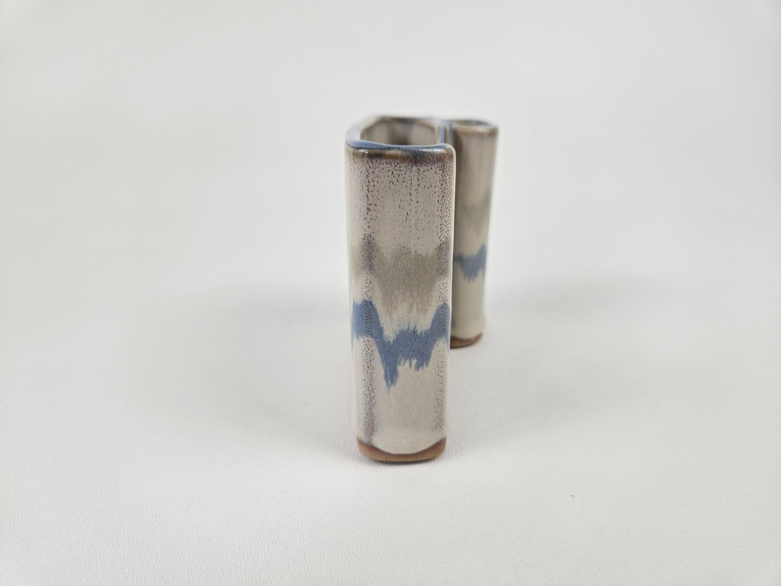 Bay Pottery Blue Grey Green Drip Glaze Desk Organizer Notepad And Pencil Holder