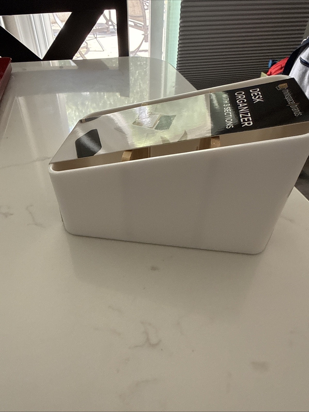 Desk Storage Organizer w/3 Sections 3.75″ x 6.1″ x 4″ WHITE Thinkspace NEW