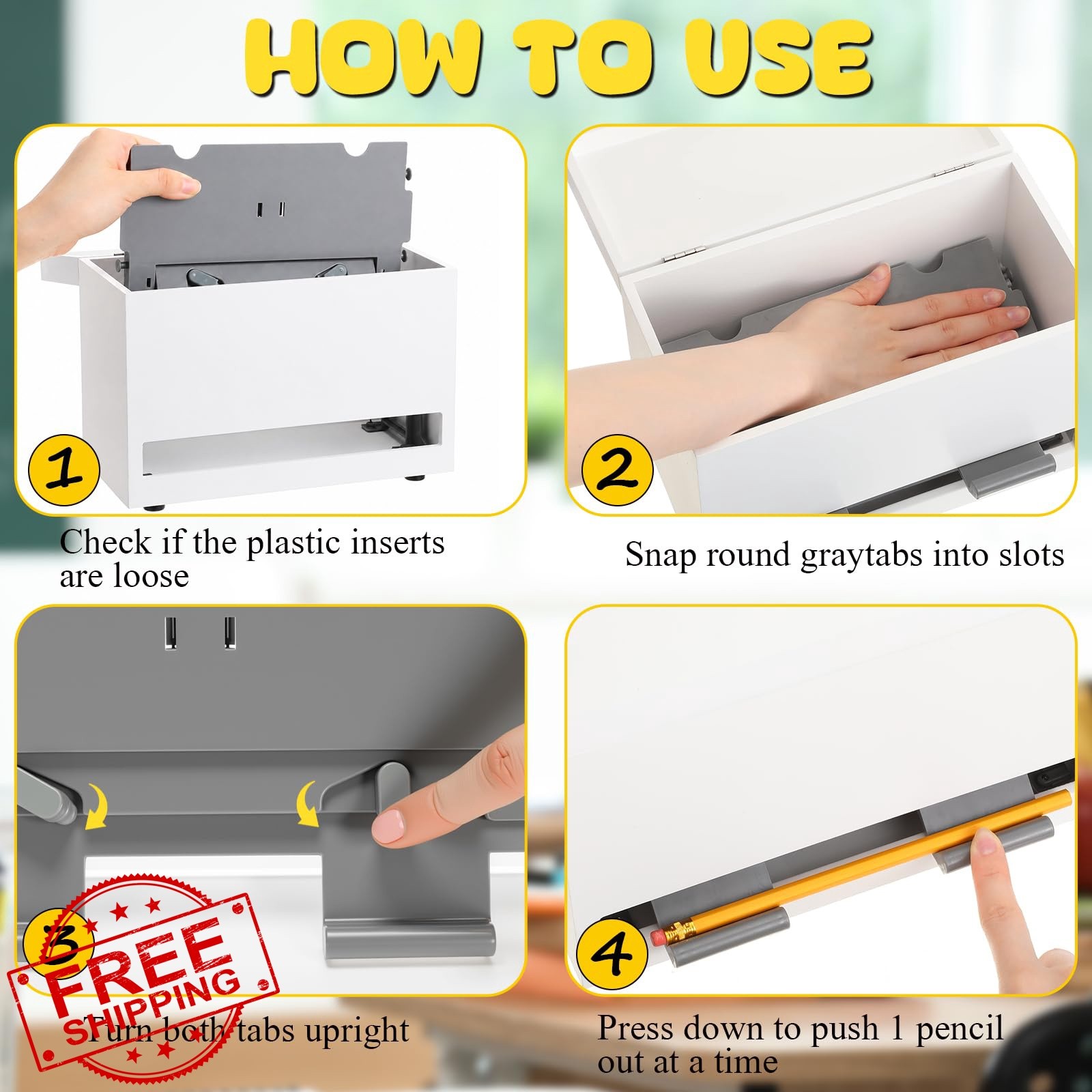 Yalikop Wood Pencil Dispenser White Classic 1 Pc