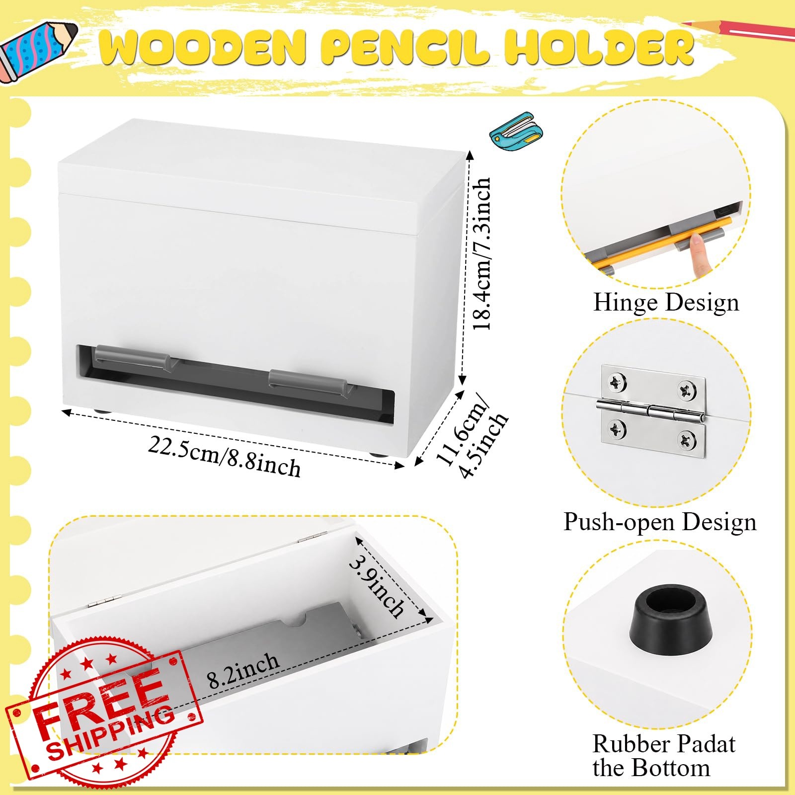 Yalikop Wood Pencil Dispenser White Classic 1 Pc