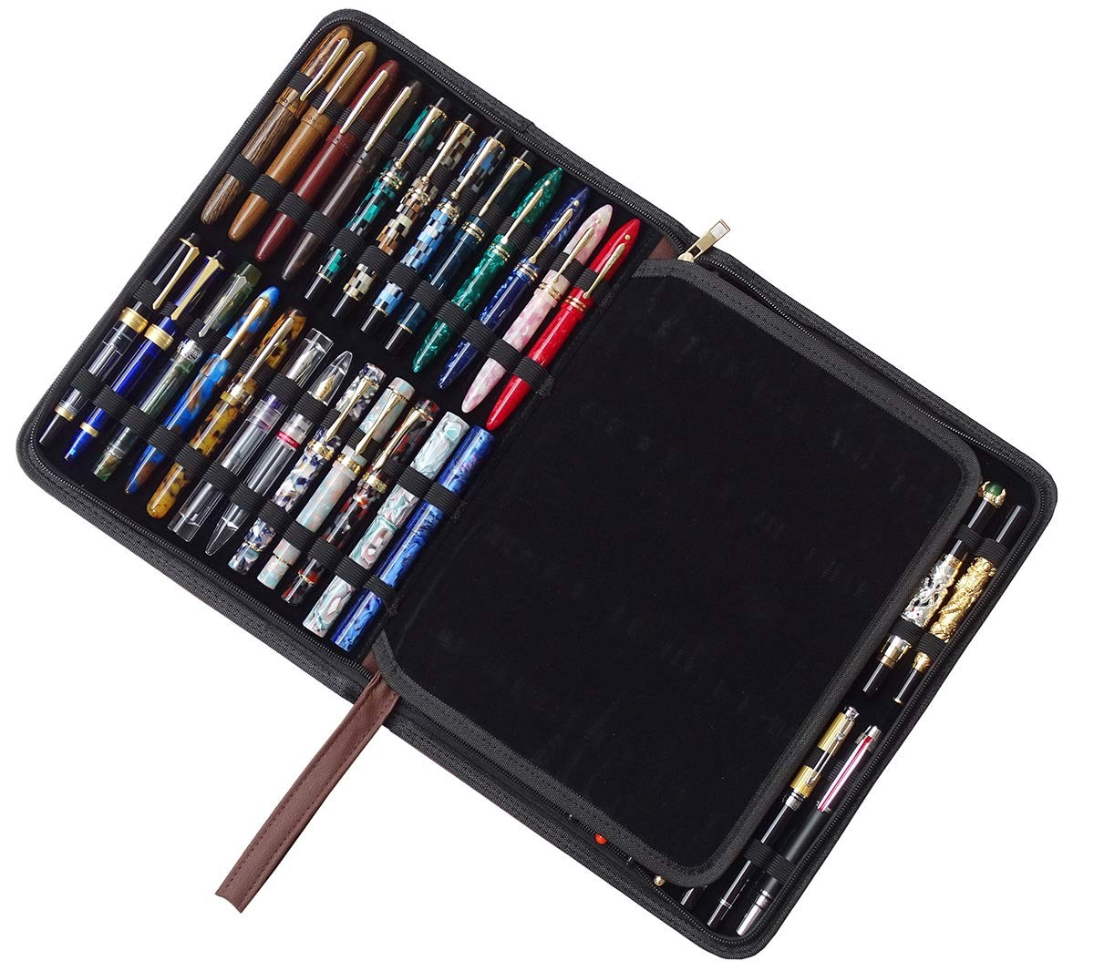 48 Fountain Pen Case, Rollerball Pen Holder PU Leather Bag Pouch Large Capaci…