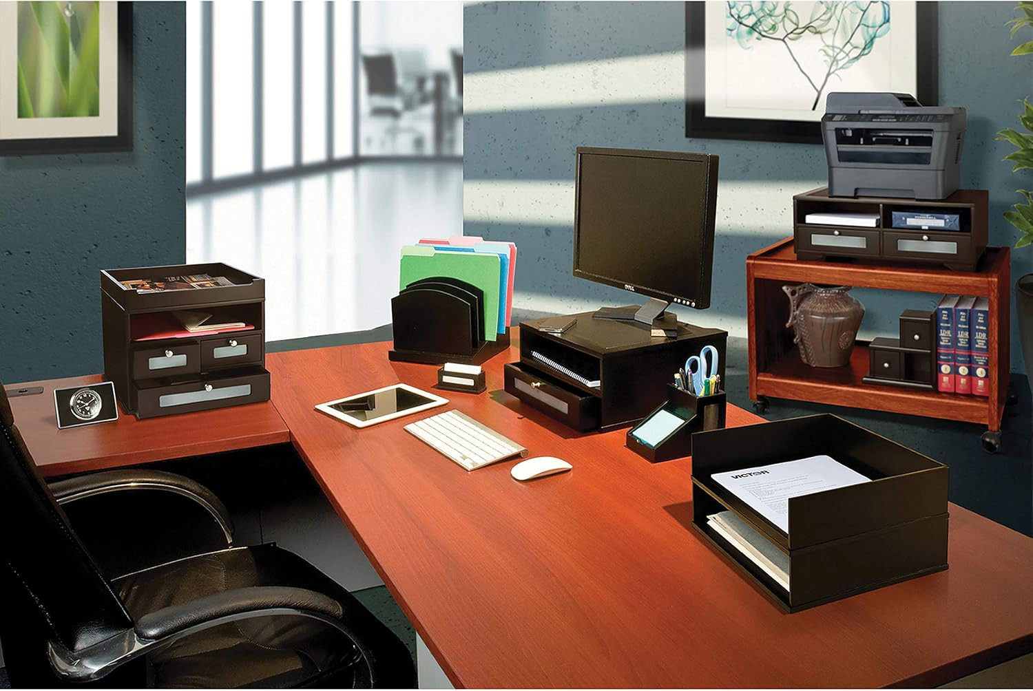 Wood Midnight Black Collection, Tidy Tower Desktop Organizer, Black, (5500-5)