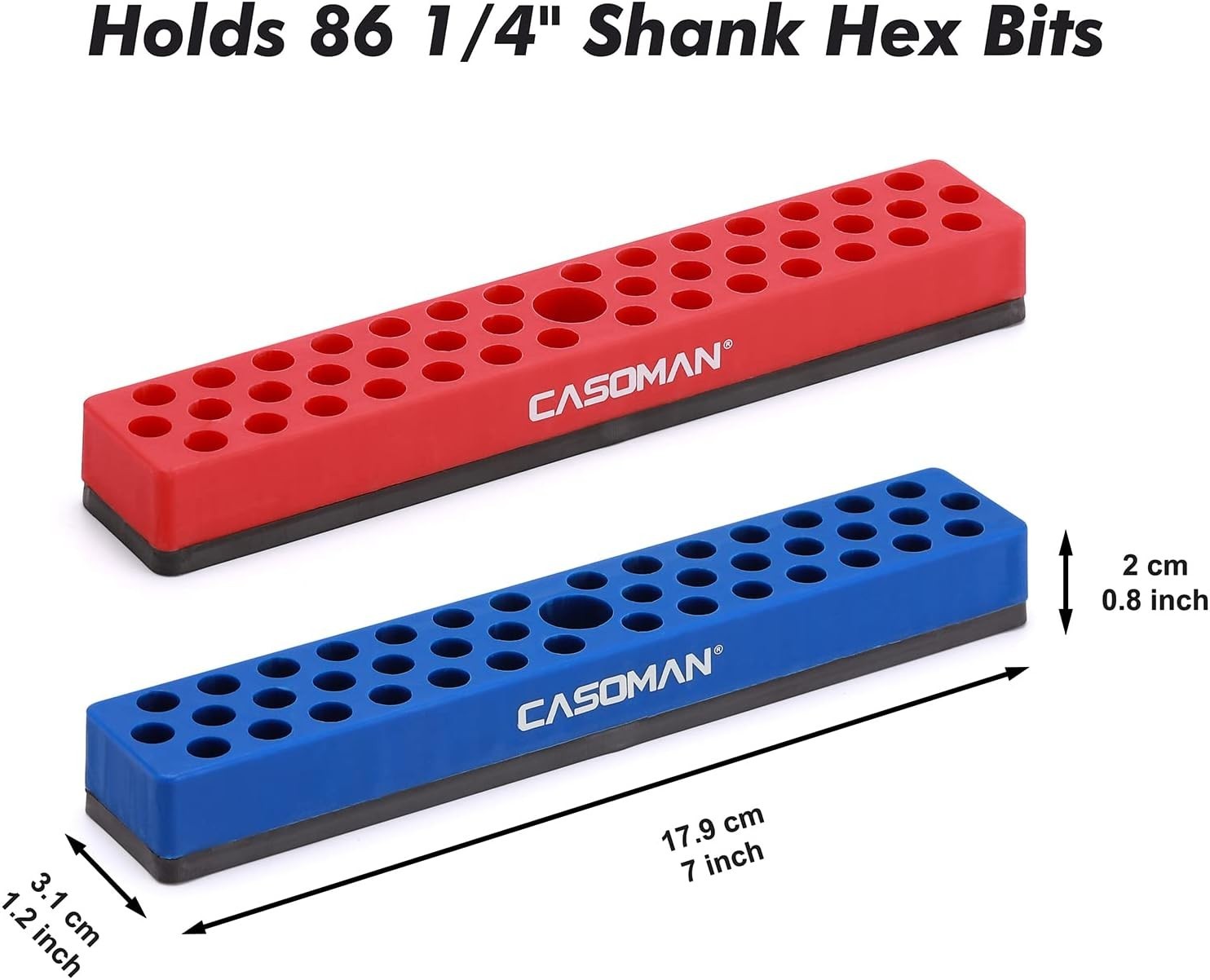 14-Inch Hex Bit Organizer Magnetic Base 86 Hole Storage for Tools
