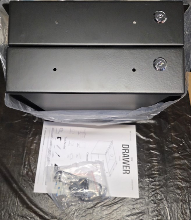 Under Desk Drawer Slide-Out Lockable Metal Storage Double Black (Non-Bracketed)