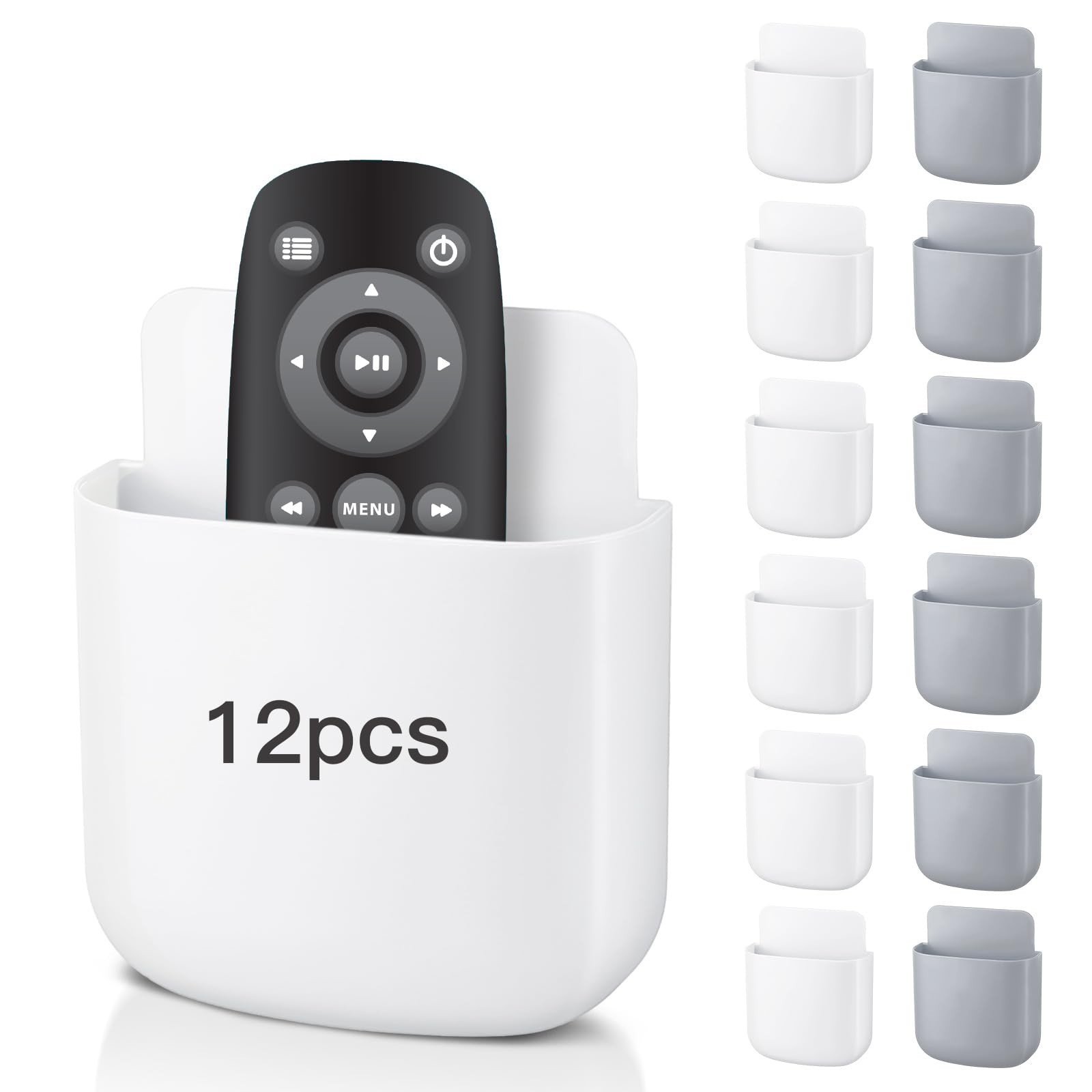 Remote Holder Wall Mounted Self Adhesive Phone Pen Storage Pocket 12 PCS