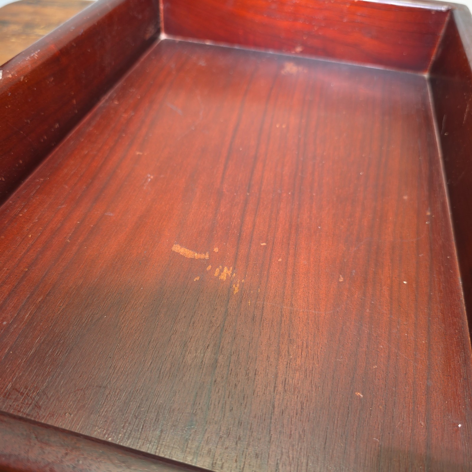 Vintage Wood 2 Tier Letter Tray Desk Organizer Mid Century Modern Rustic Style